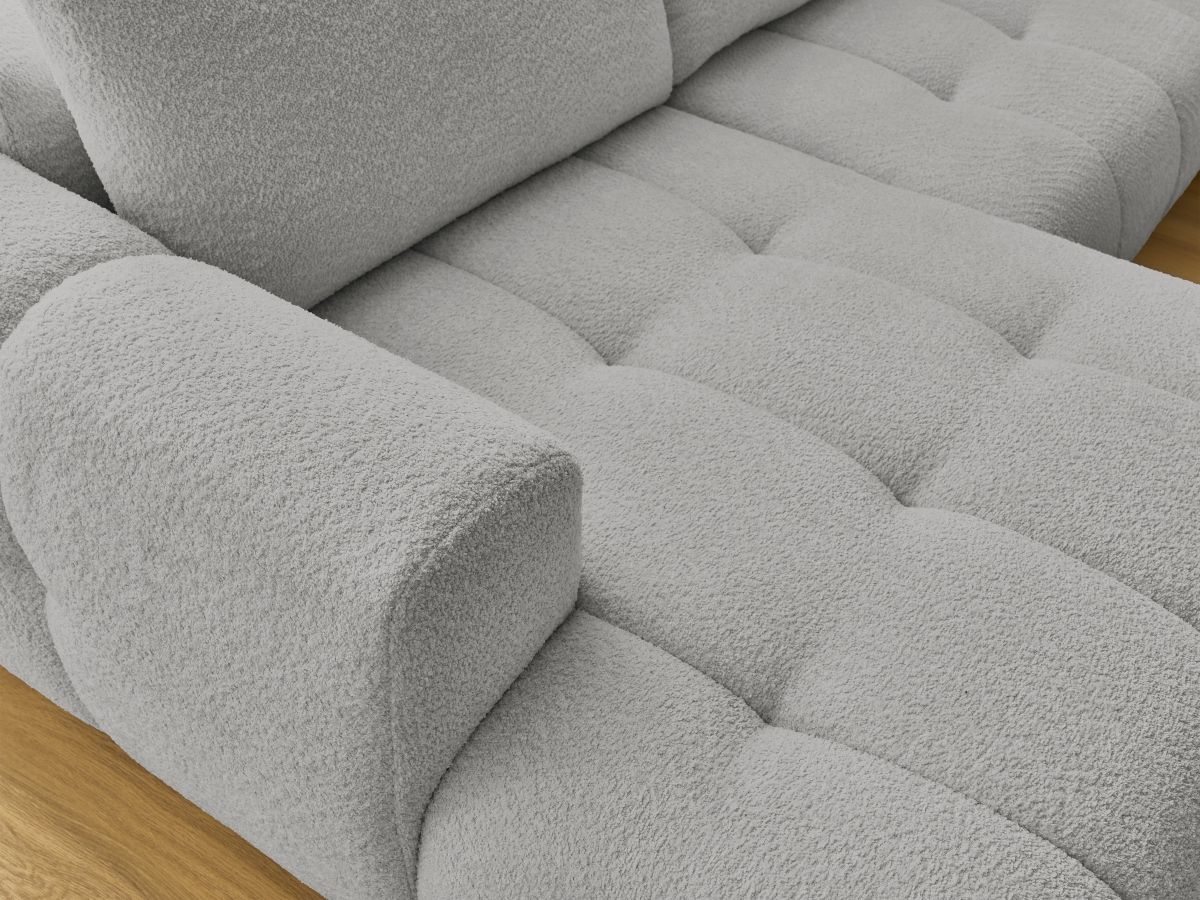 Bobochic Fuji Wohnlandschaft mit Pouf Bouclé-Stoff Hellgrau Ecke rechts