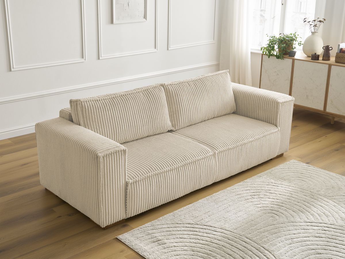Bobochic Chelsea Sofa 3-Sitzer Breitcord weich Taupe