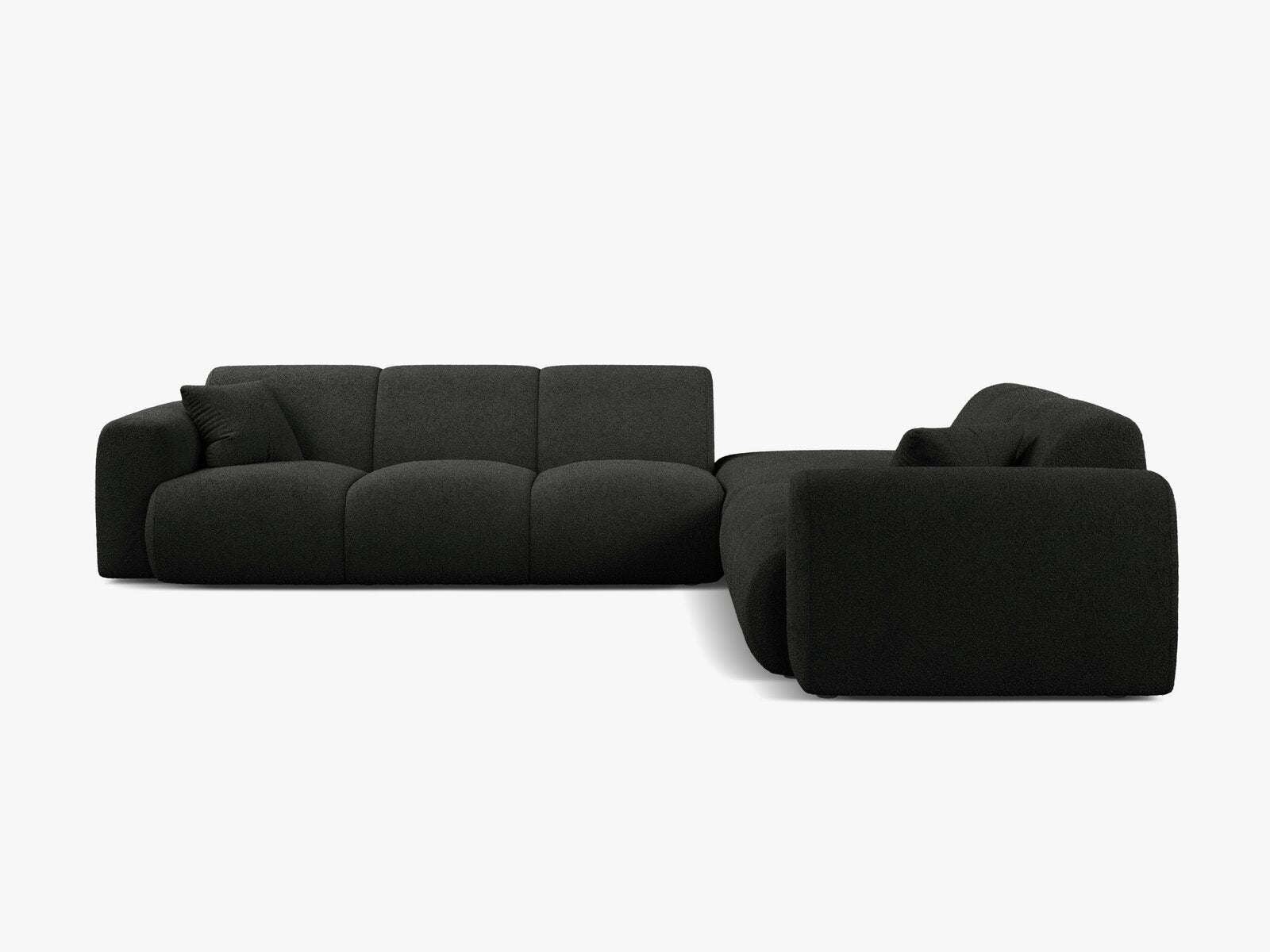 Micadoni Ecksofa Molino 6-Sitzer Rechts Boucle Baloo Schwarz