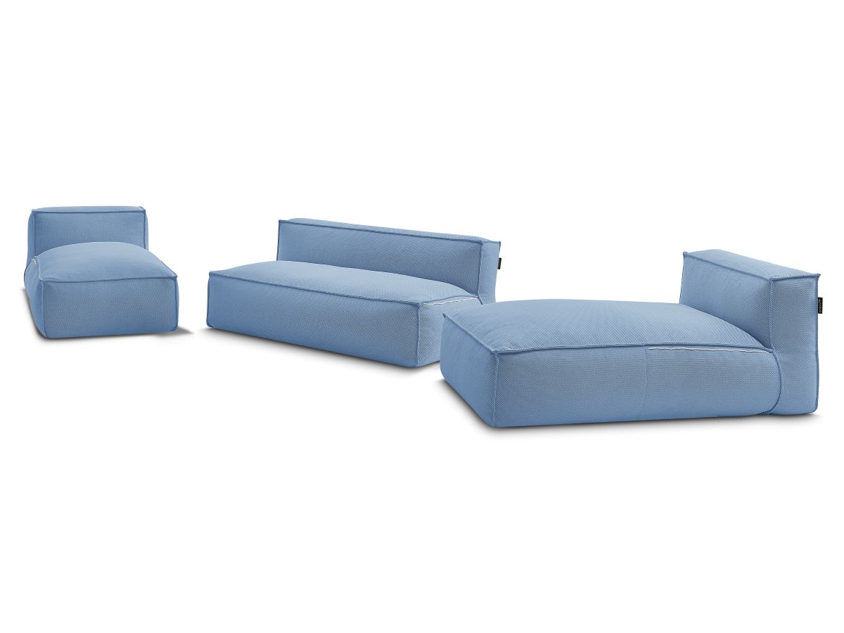 Bobochic Biarritz Gartensofa 4-Sitzer Melange-Stoff Blau