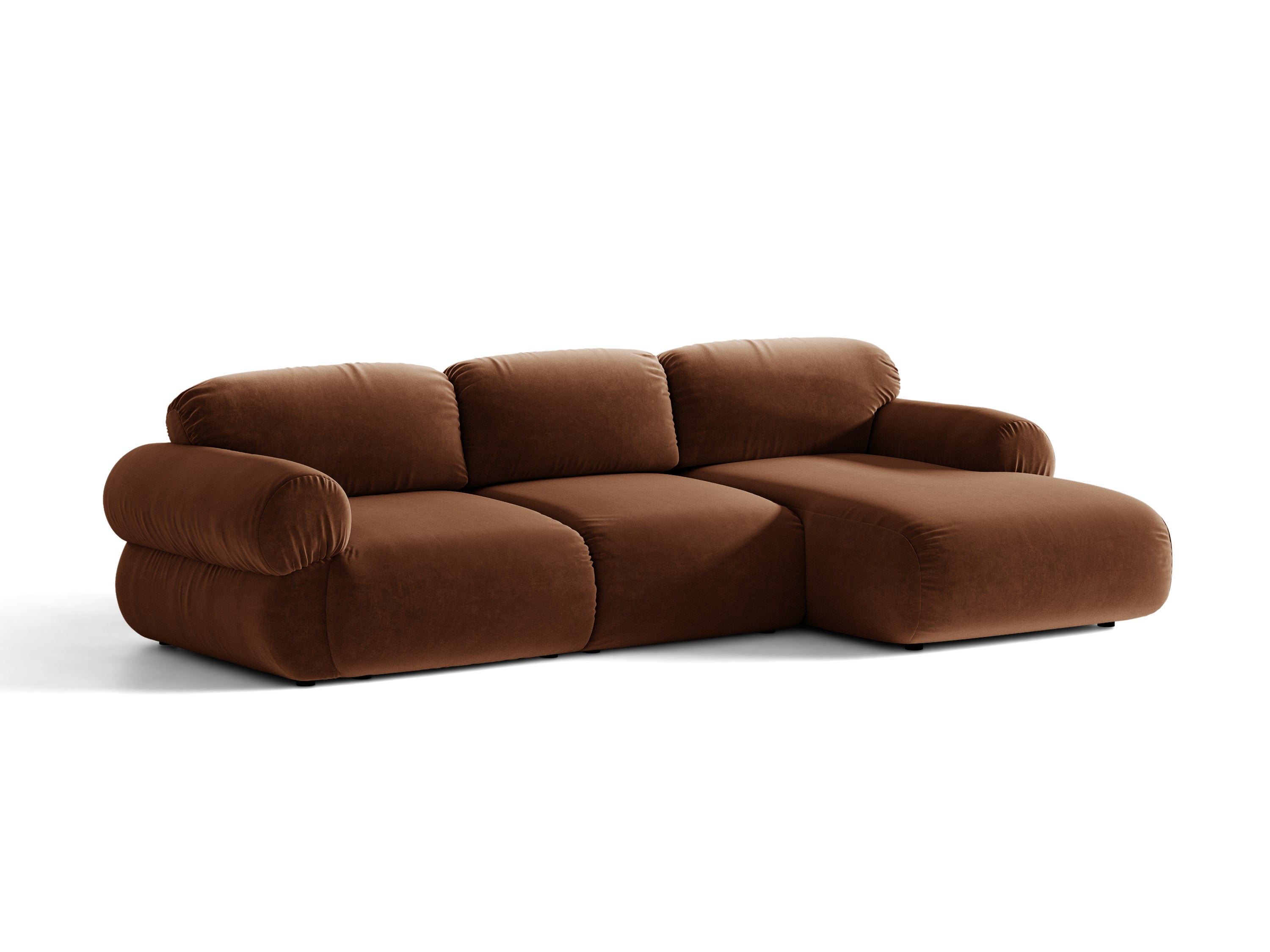 Micadoni Ophelia Ecksofa 297 cm Rechts Samt Salvador Braun