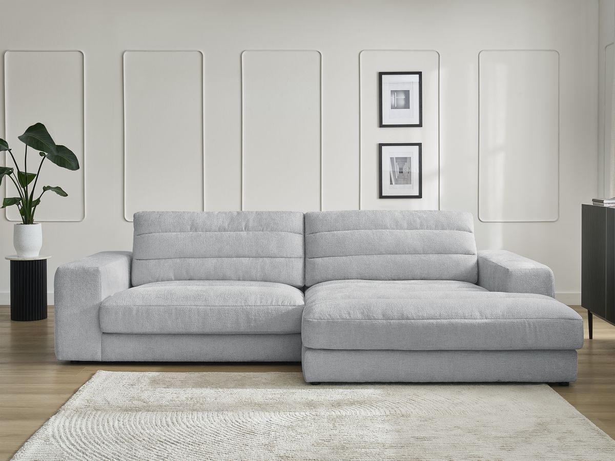 Bobochic Sierra Ecksofa Strukturstoff Hellgrau Ecke rechts