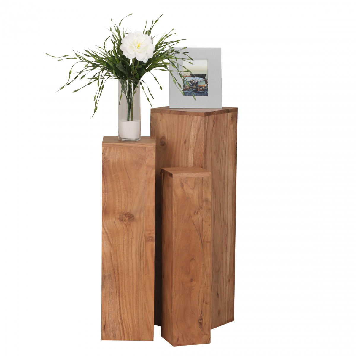 Satztisch 3er-Set Vardal Massivholz Akazie 24 × 24 × 85 cm