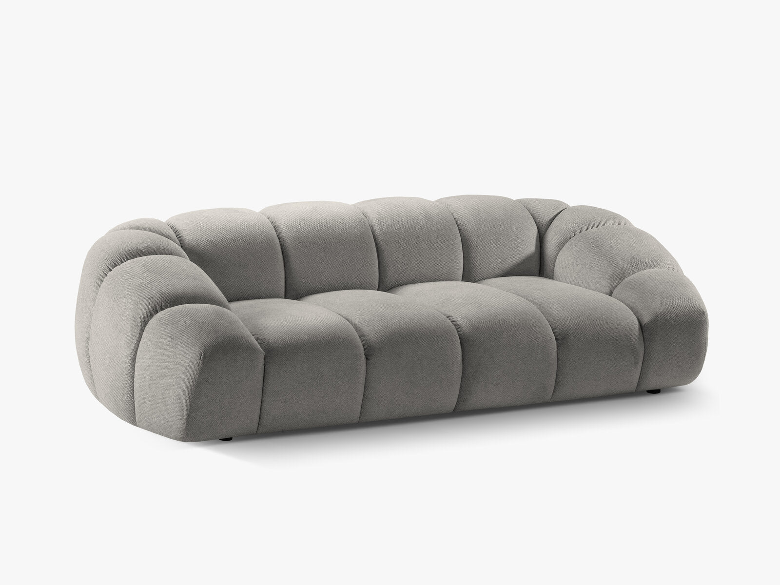 Micadoni Sofa Diana 3-Sitzer Strukturierter Samt Bubble Hellgrau