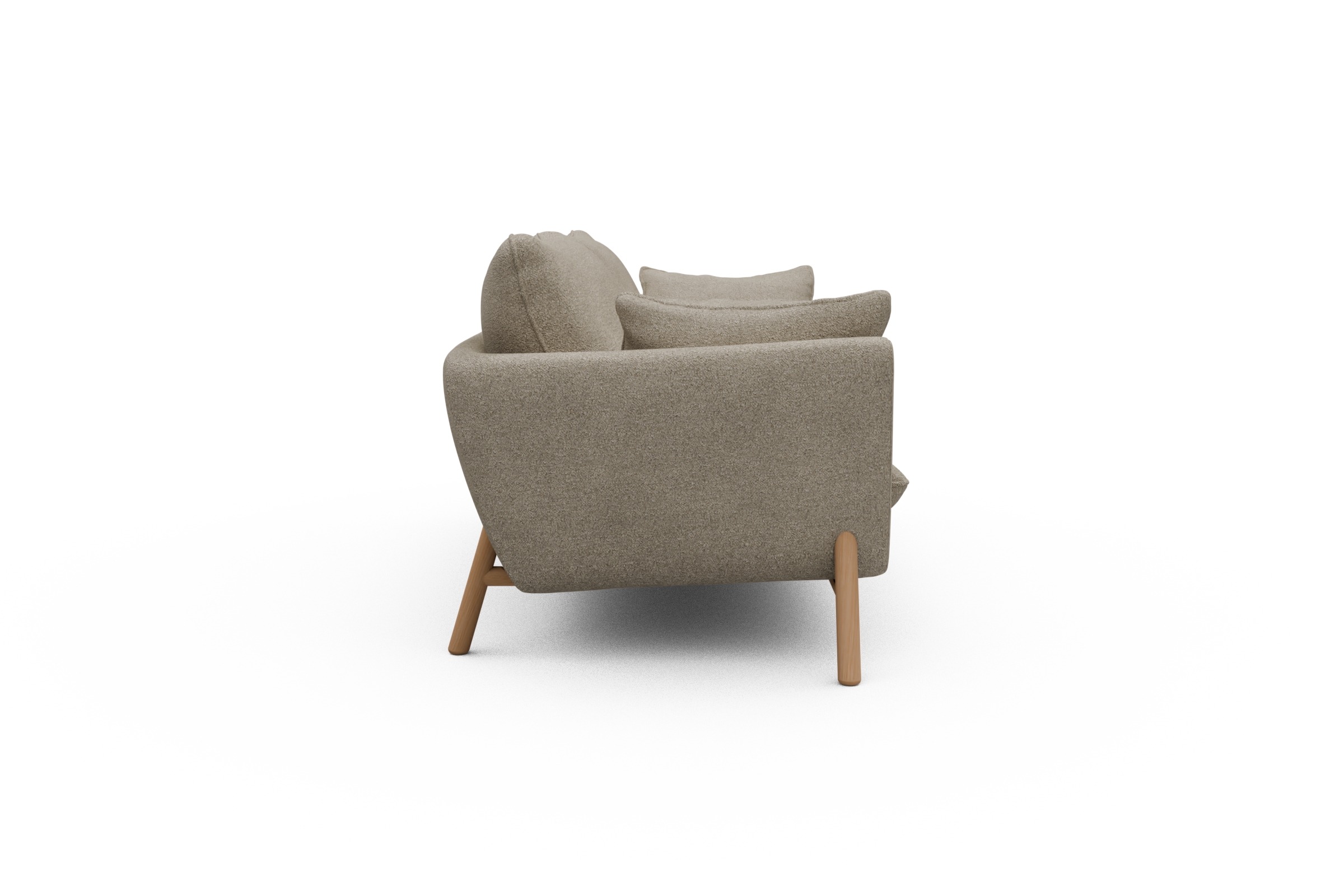 Sofa Emil 3-Sitzer Beinfarbe Eiche Natur Boucle-Beige