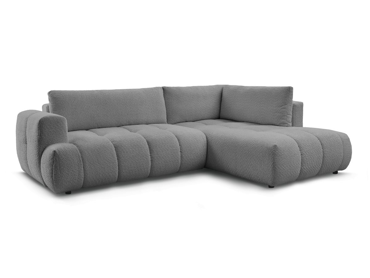 Bobochic Fuji Ecksofa mit Schlaffunktion und Bettkasten 282 × 204 cm Bouclé-Stoff Dunkelgrau Ecke rechts