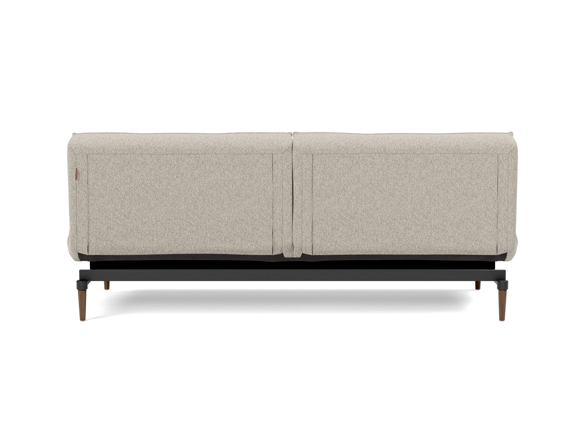 Schlafsofa Splitback Boucle Skandi 539-Beige Beine Styletto Eiche dunkel