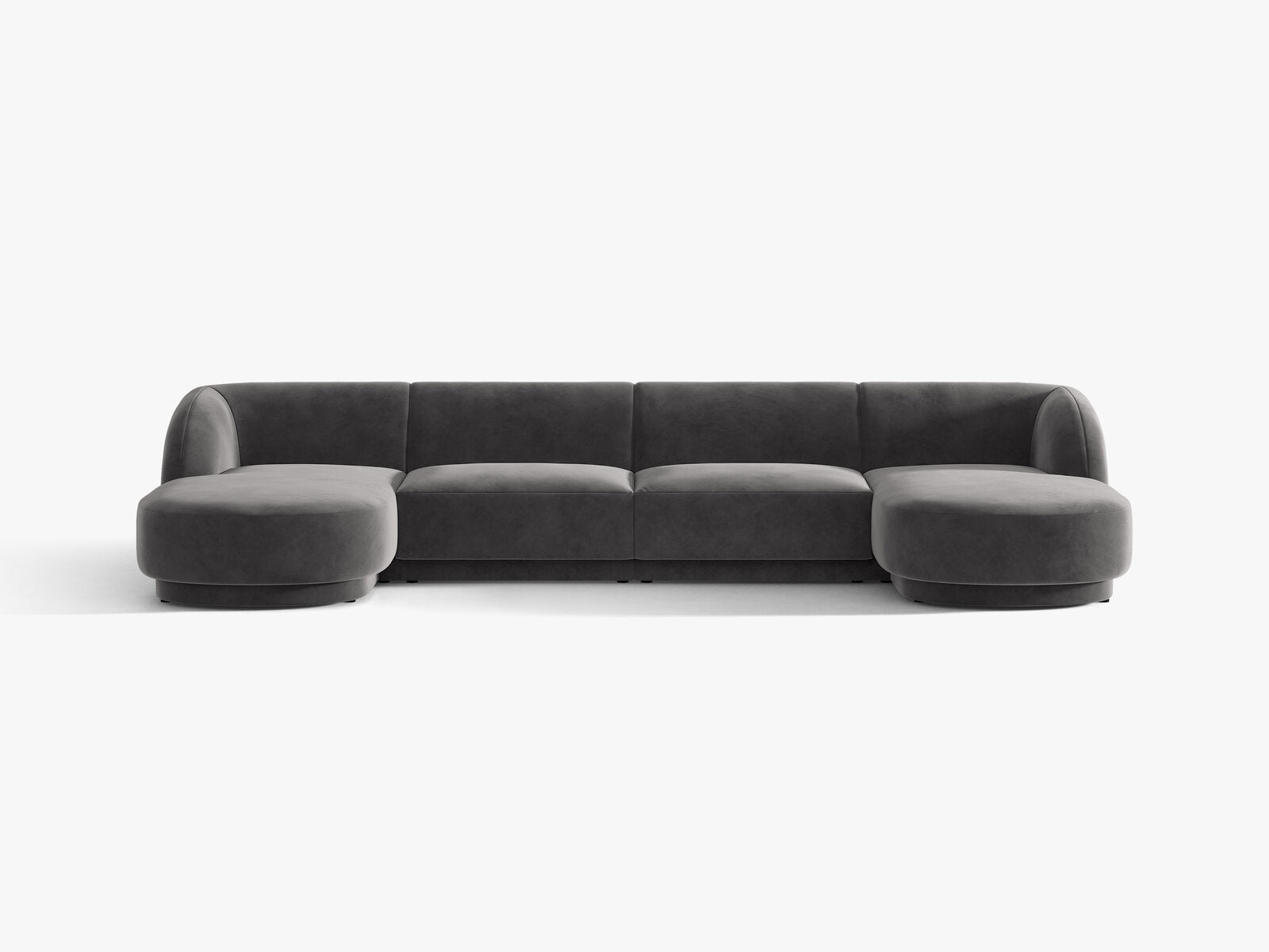 Micadoni Panorama-Sofa Miley 5-Sitzer Samt Bluvel Grau