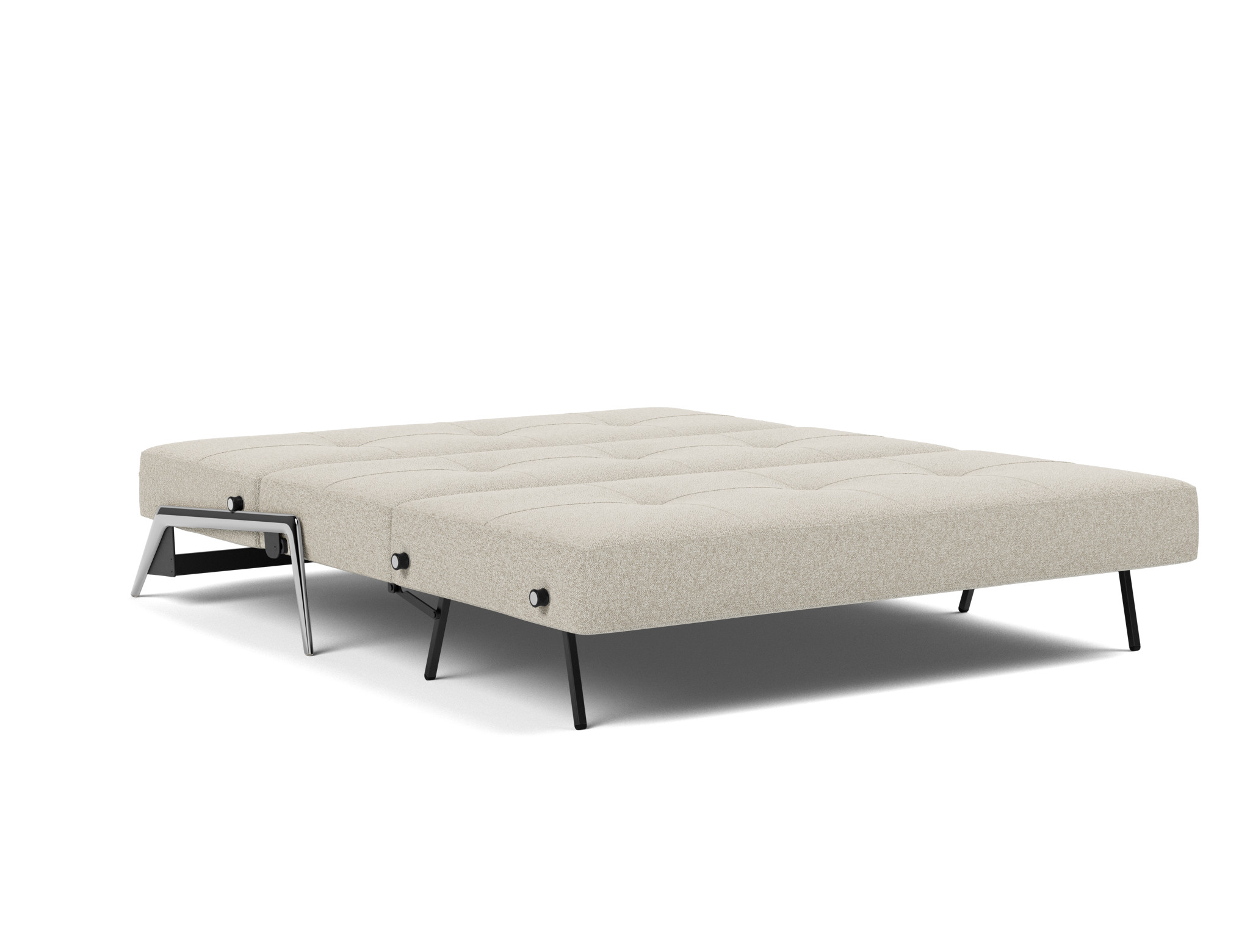 Schlafsofa Cubed 160 Boucle Skandi 539-Beige Beine Aluminium