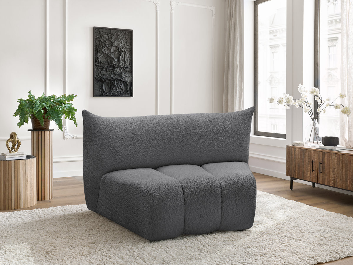 Bobochic Azra Sofamodul 1-Sitzer Bouclé-Stoff Dunkelgrau