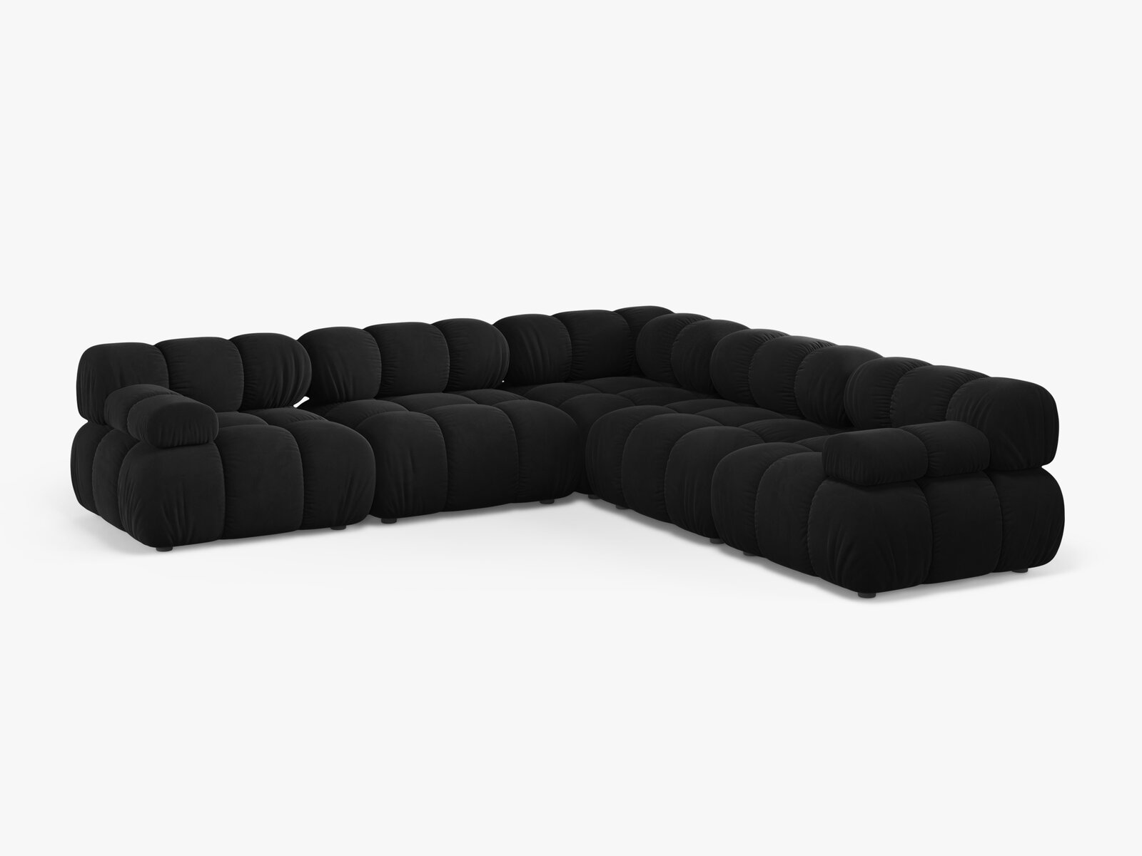 Micadoni Symmetrisches Ecksofa Bellis 5-Sitzer Samt Bluvel Schwarz