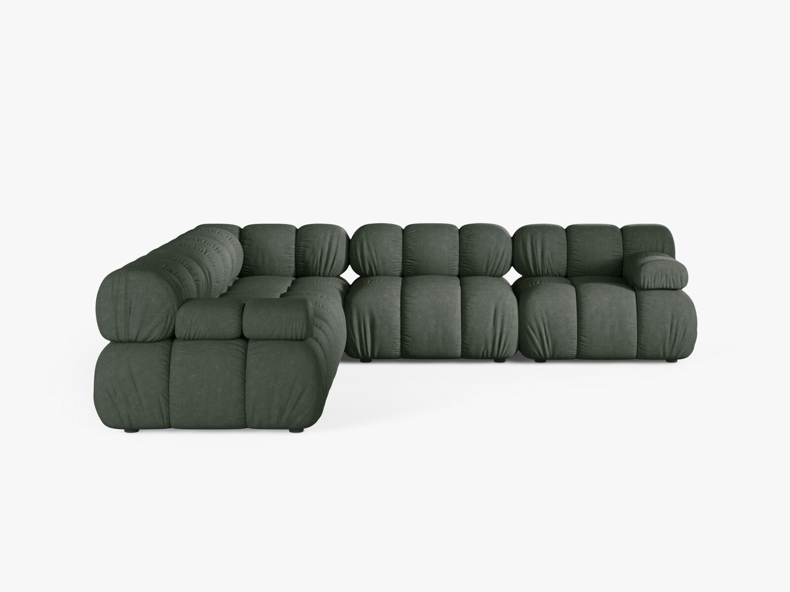 Micadoni Symmetrisches Ecksofa Bellis 5-Sitzer Strukturierter Stoff Liberty Moßgrün