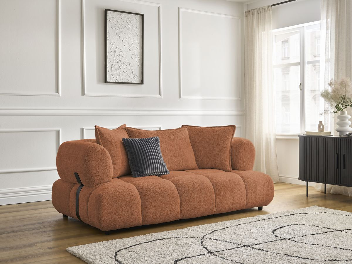 Bobochic Alya Sofa 2-Sitzer Bouclé-Stoff Orange