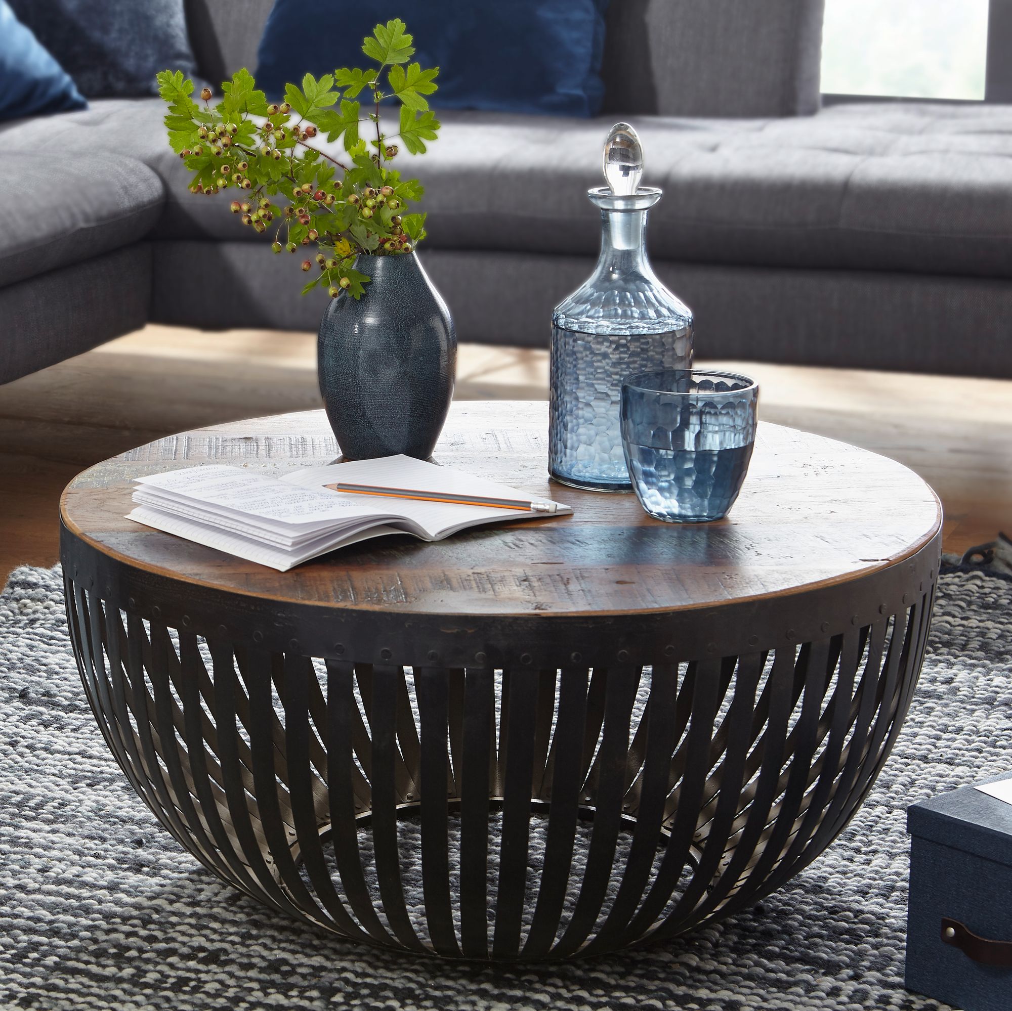 Couchtisch Auning Mango Massivholz Braun Ø 70 cm