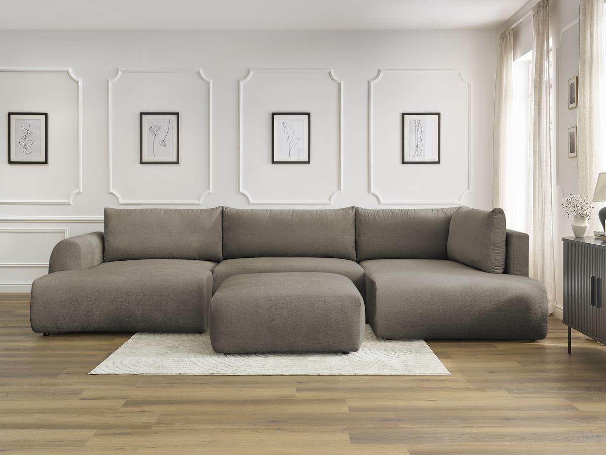 Bobochic Lucien Wohnlandschaft mit Pouf Stoff Taupe Ecke links