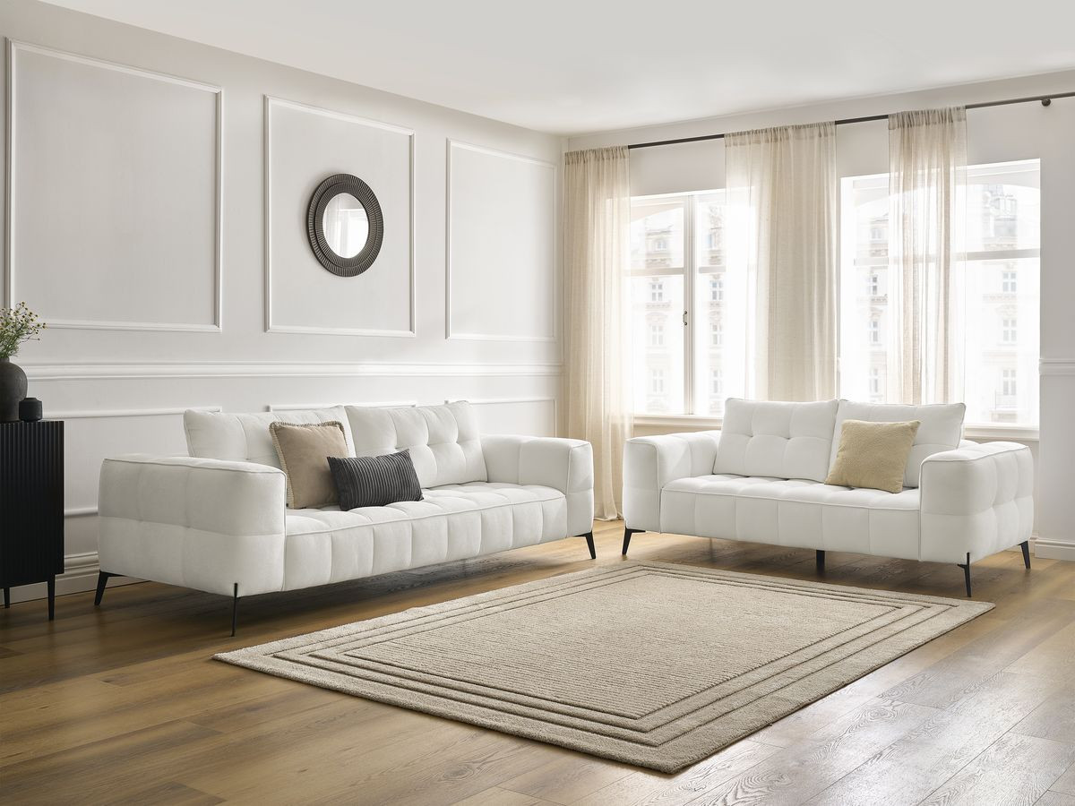 Bobochic Anis Sofa-Set 3- und 2-Sitzer Strukturstoff Weiß