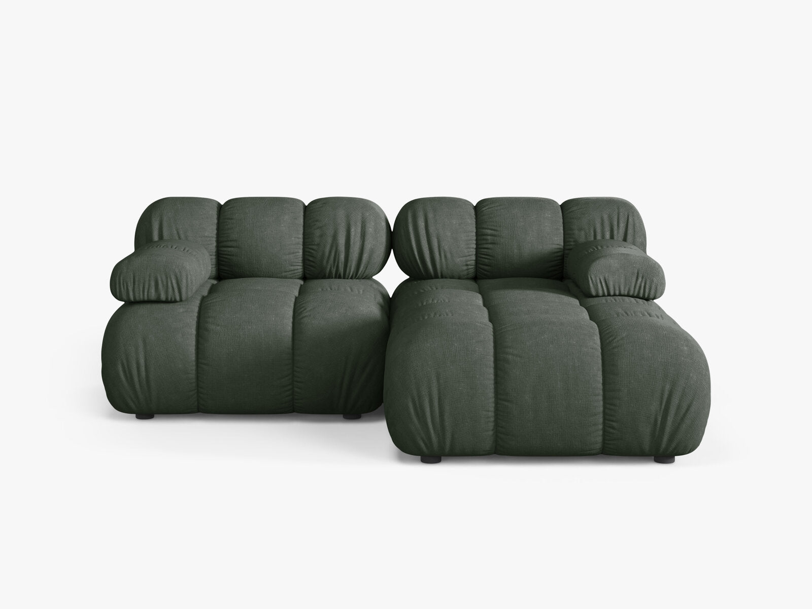 Micadoni Modulares Ecksofa Bellis 3-Sitzer Rechts Strukturierter Stoff Liberty Moßgrün