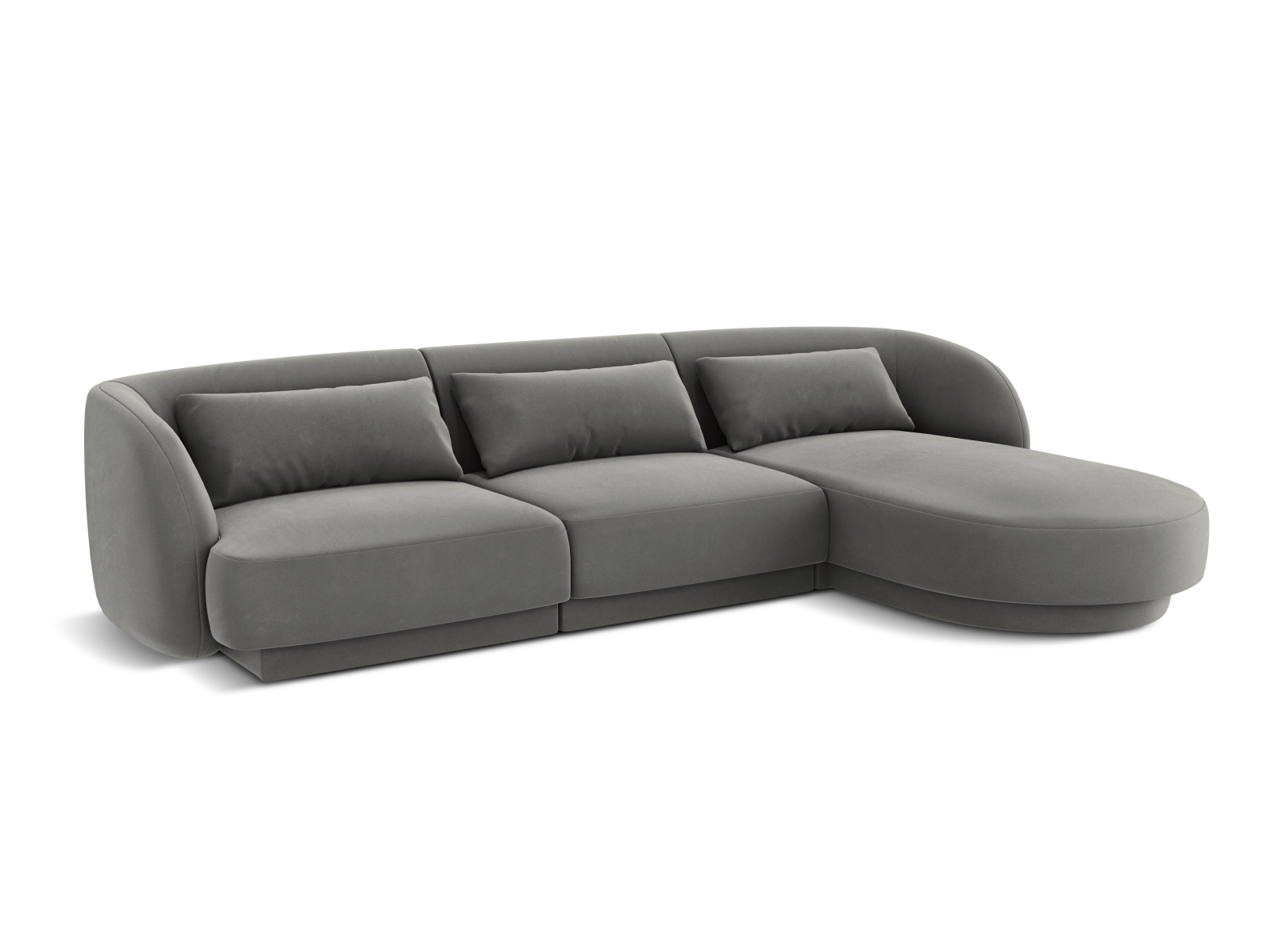 Cosmopolitan Design Ecksofa Tulum 4-Sitzer Samt Bluvel Hellgrau Rechts