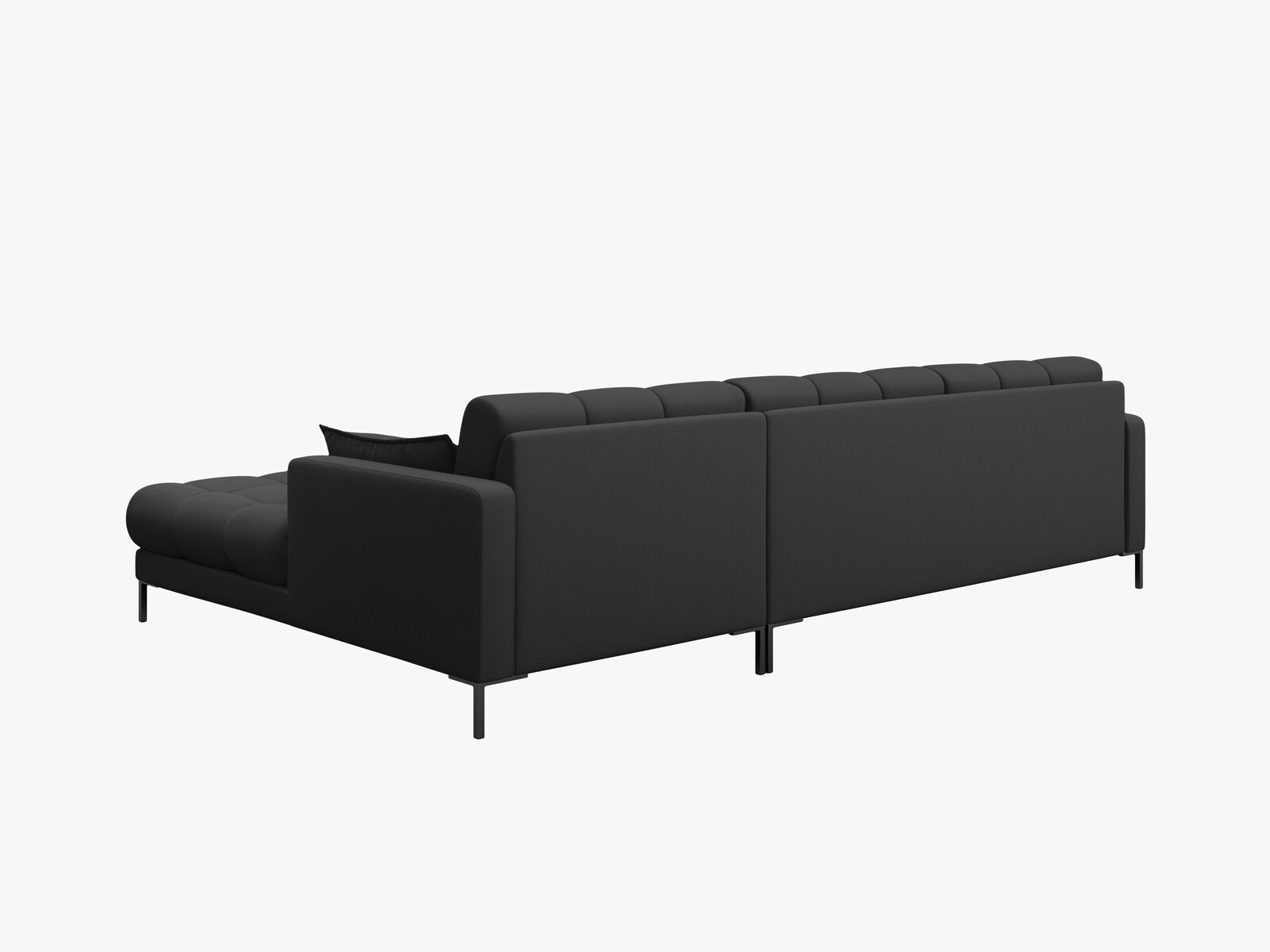 Micadoni Ecksofa Mamaia 5-Sitzer Rechts Strukturierter Stoff Neve Dunkelgrau schwarze Beine