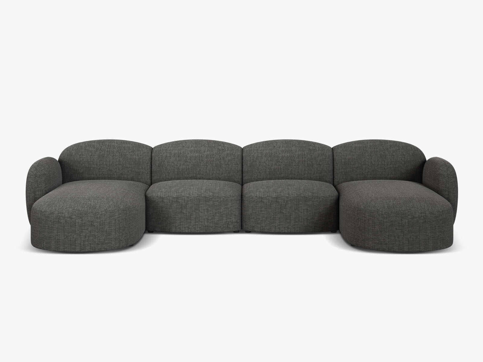 Micadoni Panorama Sofa Blair 6-Sitzer Strukturierter Stoff Baltimore Grau Melange