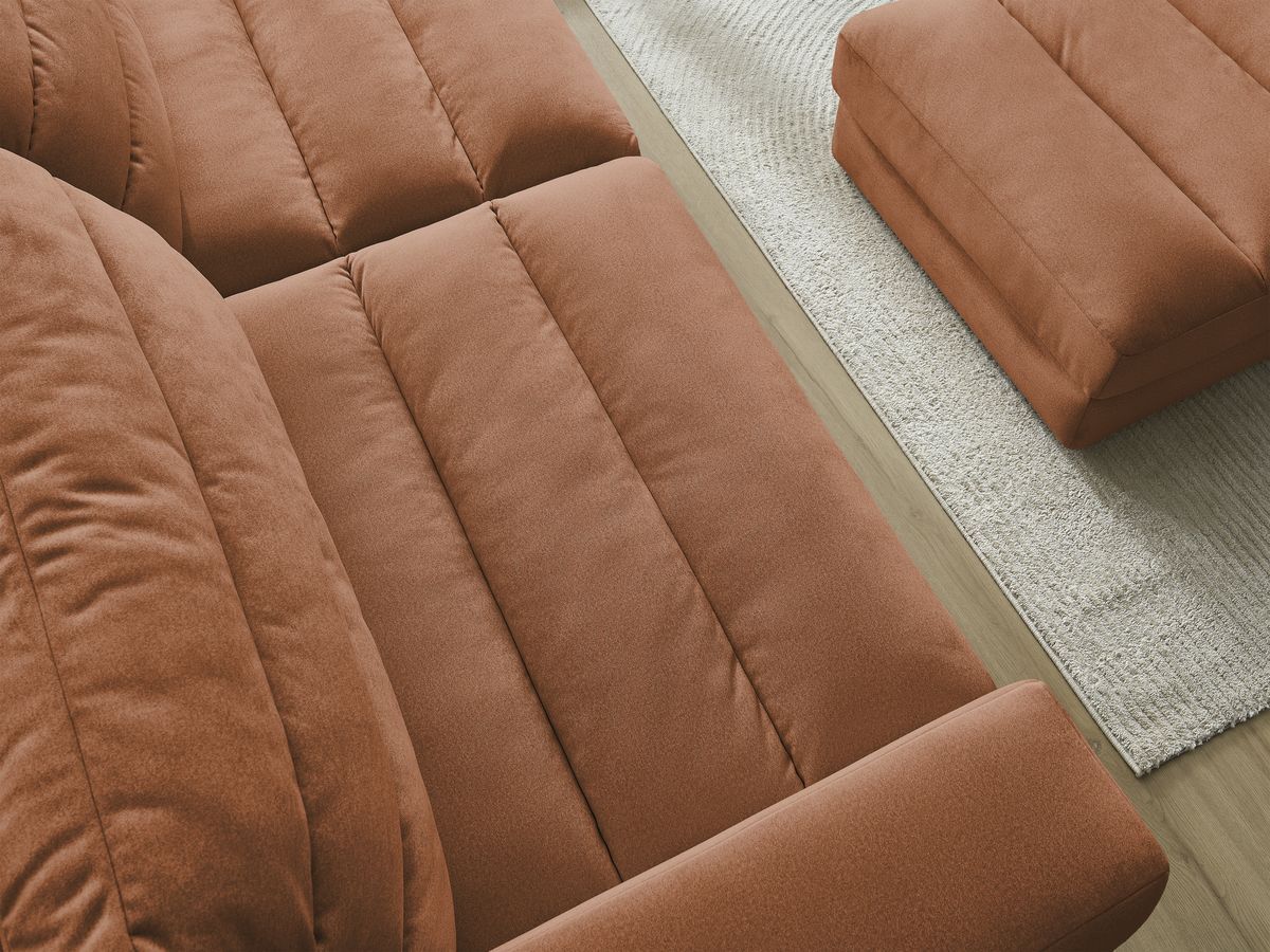 Bobochic Sierra Sofa 4-Sitzer mit Pouf Samt Orange