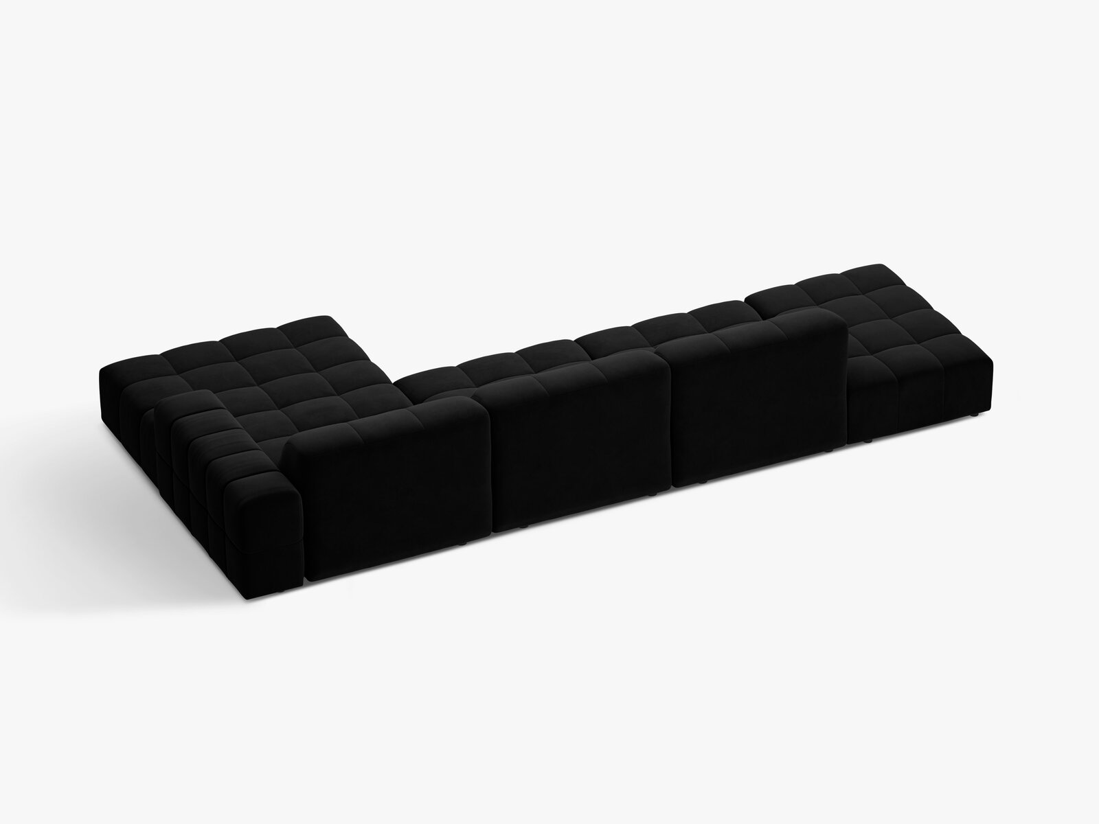 Micadoni Ecksofa Jennifer 5-Sitzer Rechts Samt Bluvel Schwarz