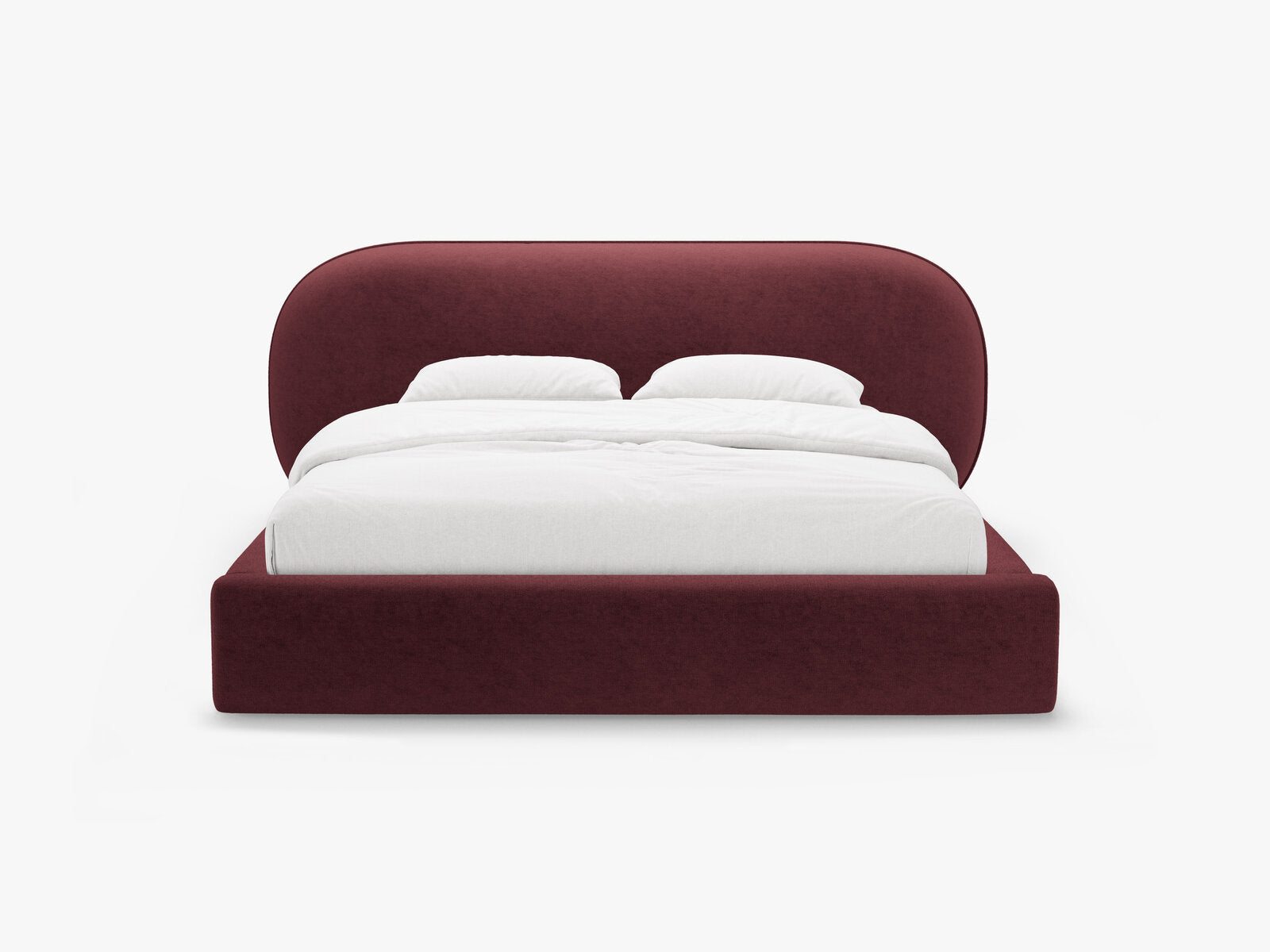 Micadoni Stauraumbett mit Kopfteil Ovalo Chenille Perfect Harmony Kirschholz 160x200