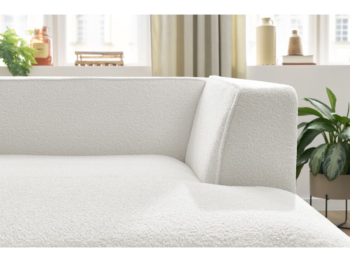 Bobochic Megeve Méridienne-Modul Bouclé-Stoff Weiß Ecke rechts