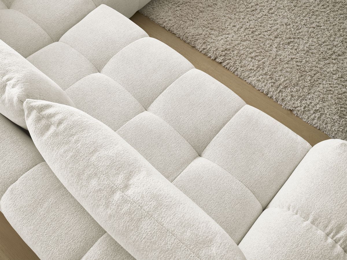 Bobochic Everest Ecksofa mit Schlaffunktion und Bettkasten 320 × 212 cm, 5 Kissen Melange-Stoff Weiß Ecke rechts