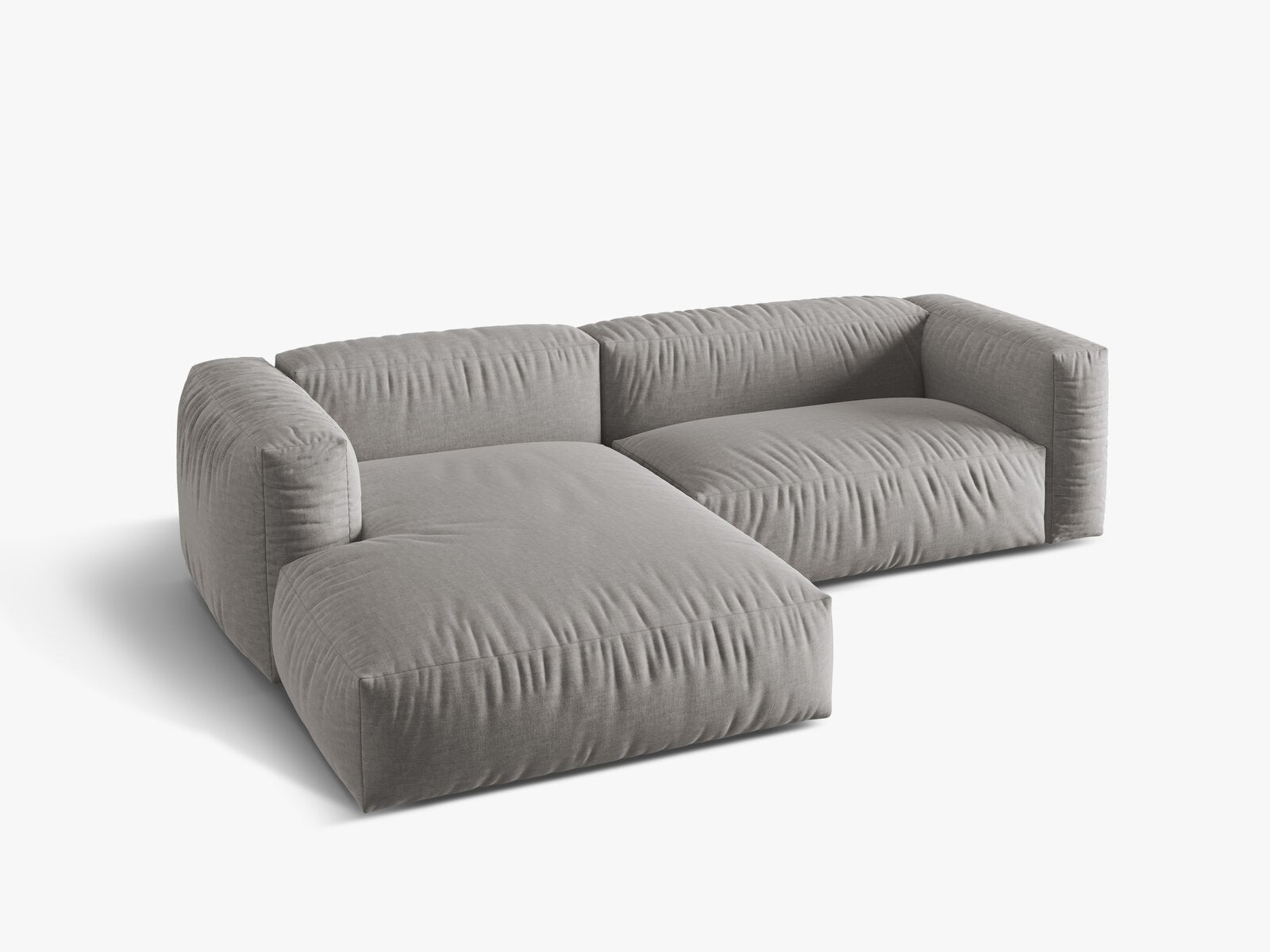 Micadoni Ecksofa Martina 2-Sitzer Links Strukturierter Stoff Boston Hellgrau