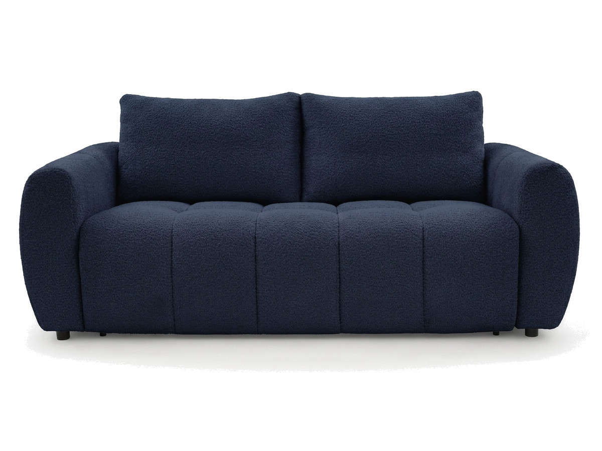 Bobochic Fuji Schlafsofa 3-Sitzer Bouclé-Stoff Dunkelblau