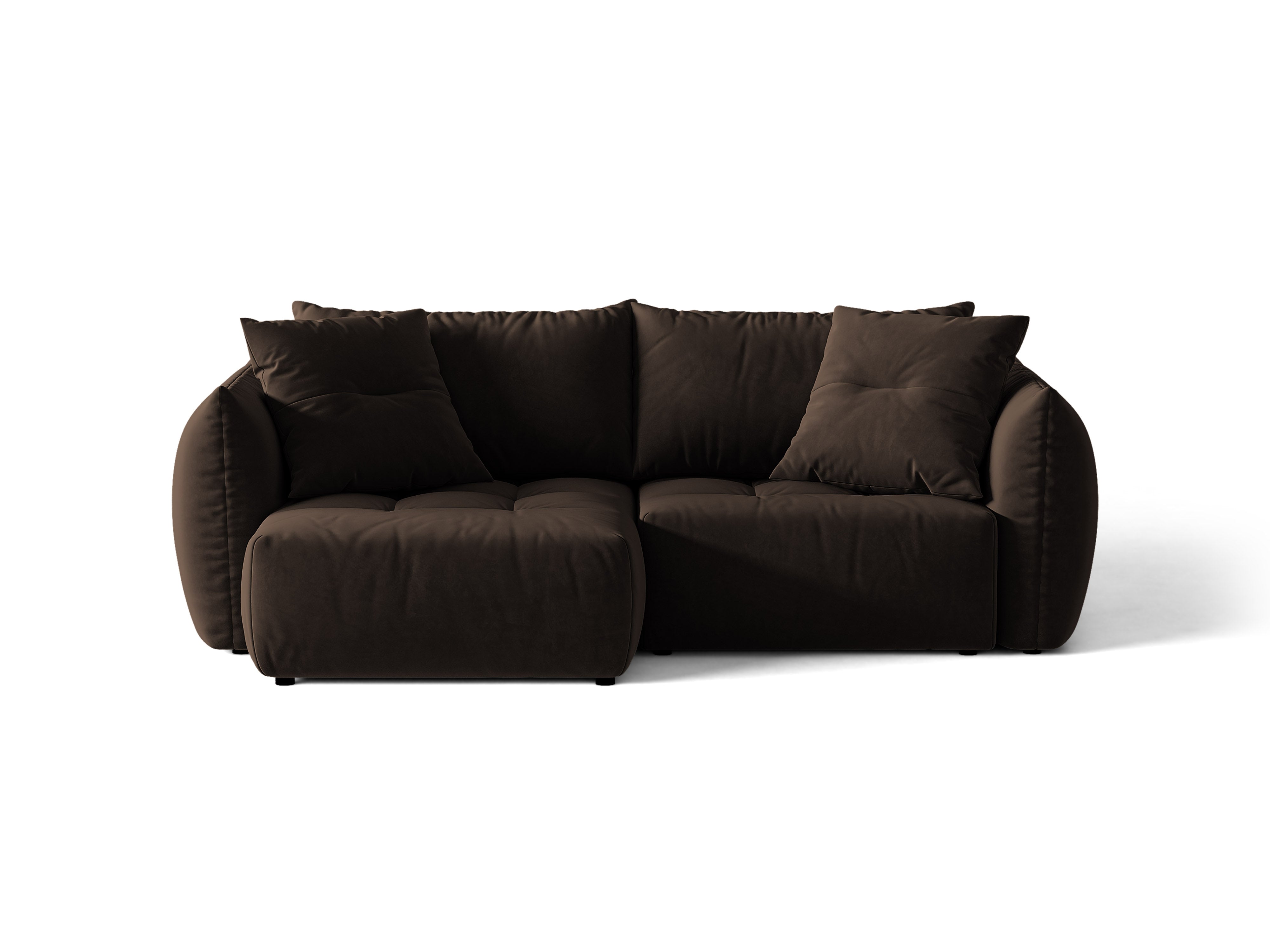 Micadoni Bloom Ecksofa 3-Sitzer mit Schlaffunktion Links Samt Bluvel Dunkelbraun