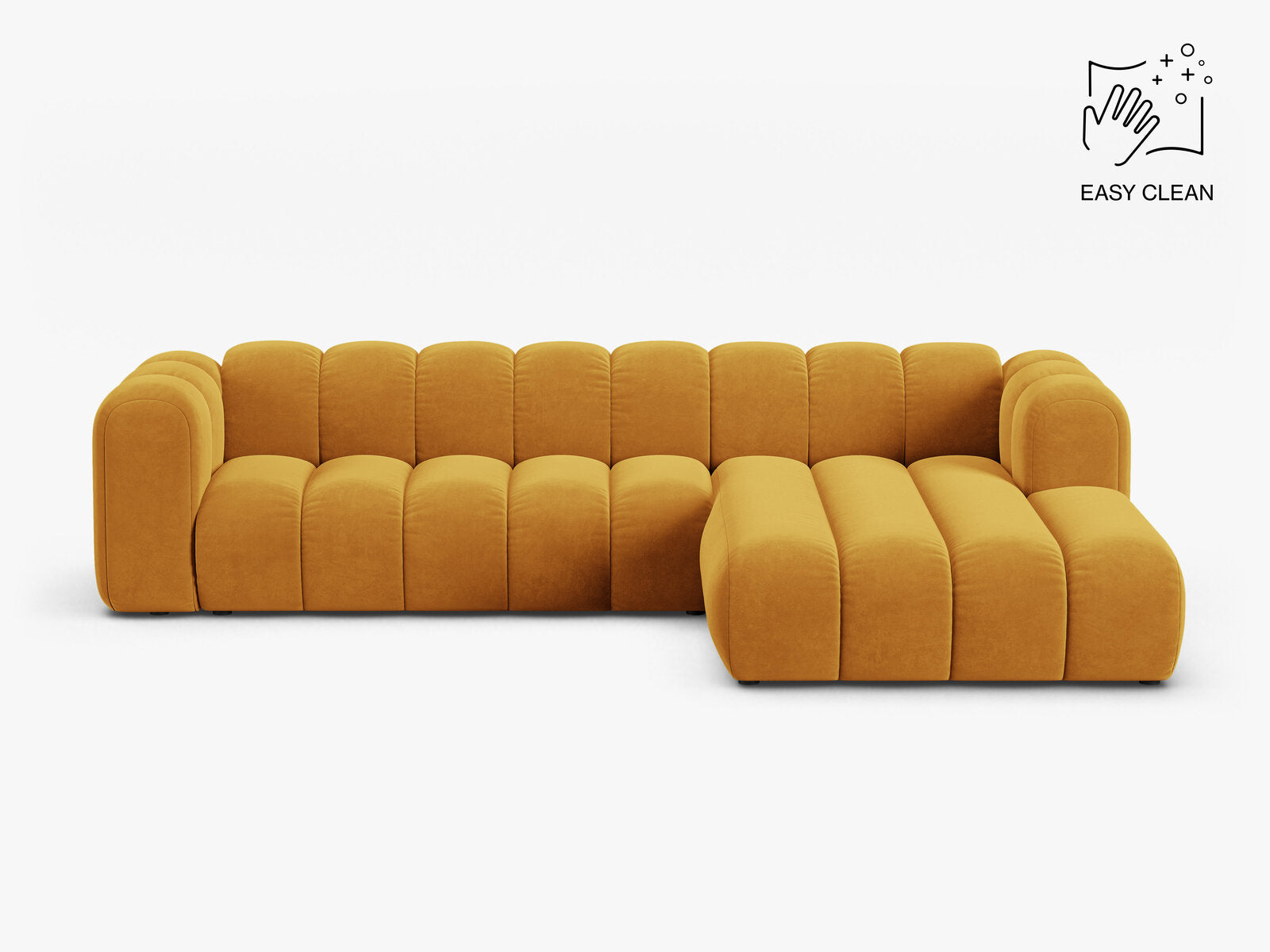 Micadoni Modulares Ecksofa Lupine 4-Sitzer Samt Venus Gelb Rechts