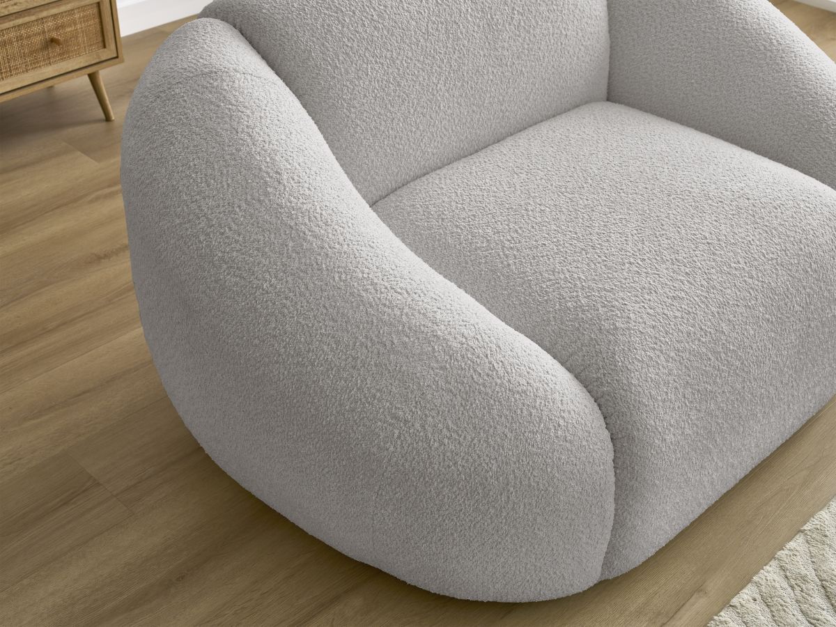 Bobochic Tina Sessel Bouclé-Stoff Hellgrau