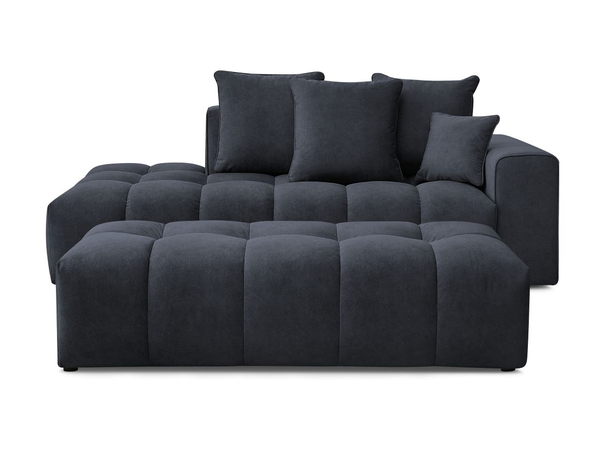 Bobochic Mont-blanc Sofa 5-Sitzer mit Pouf Samt Dunkelblau Armlehne rechts