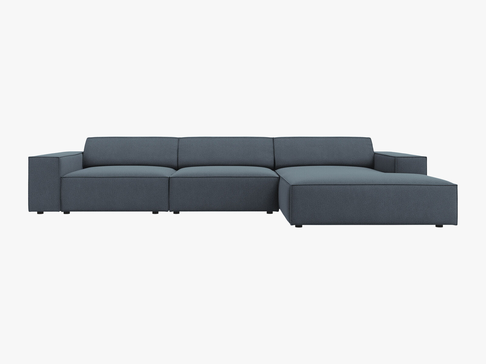 Micadoni Ecksofa Jodie 4-Sitzer Rechts Strukturierter Stoff Megan Blau