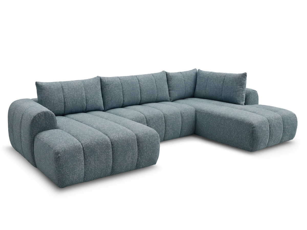 Bobochic Nesty Wohnlandschaft Melange-Stoff Blau Ecke links
