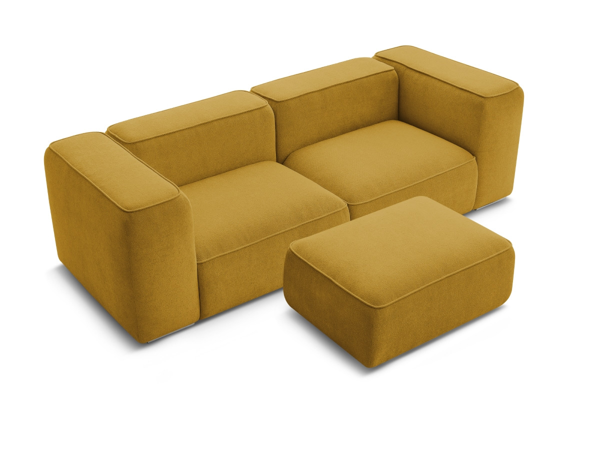 Bobochic Zephyr Sofa 3-Sitzer mit Pouf Strukturstoff Gelb