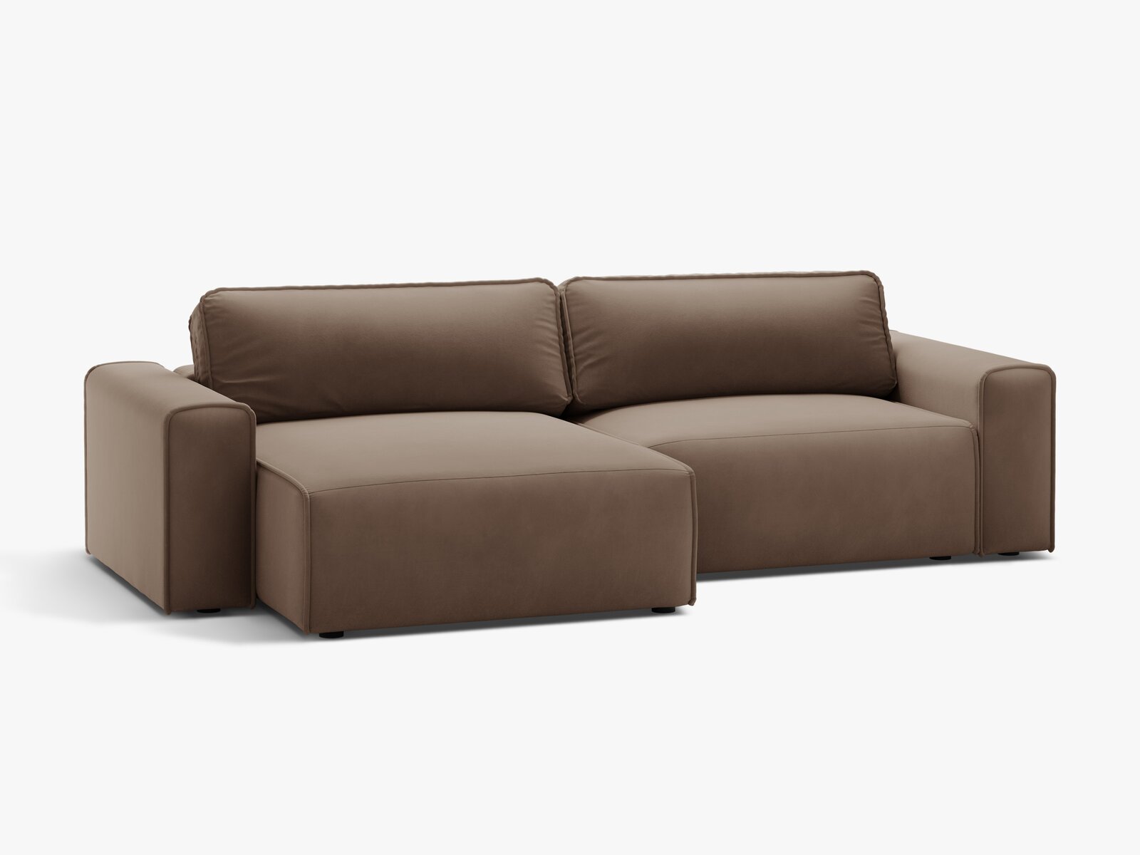Micadoni Ecksofa Victor 3-Sitzer mit Schlaffunktion Links Samt Schokolade