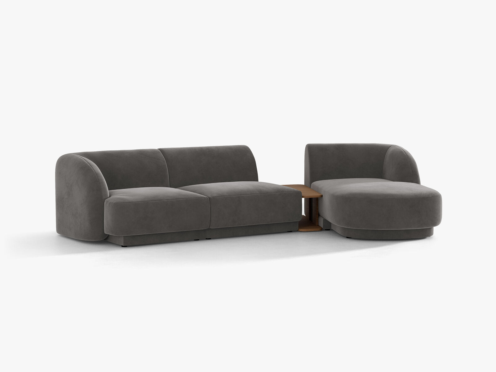Micadoni Modulares Sofa Miley mit Recamiere 3-Sitzer Rechts Samt Venus Grau