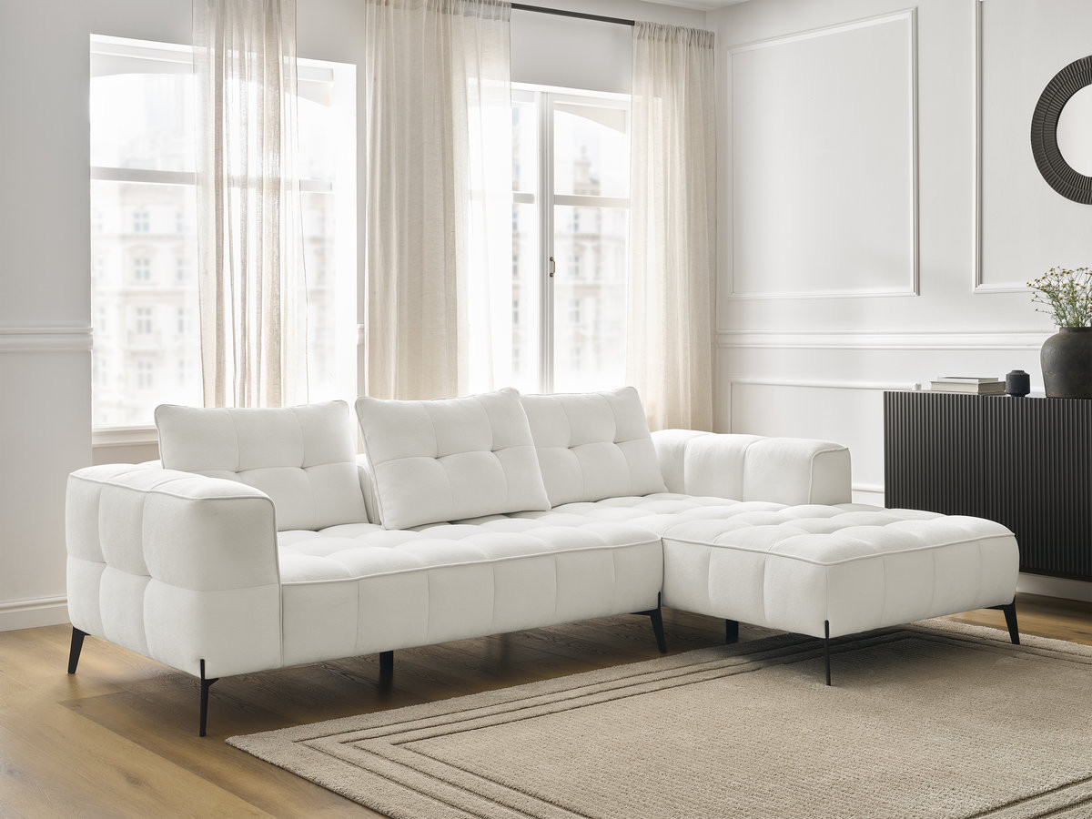 Bobochic Anis Ecksofa Strukturstoff Weiß Ecke rechts