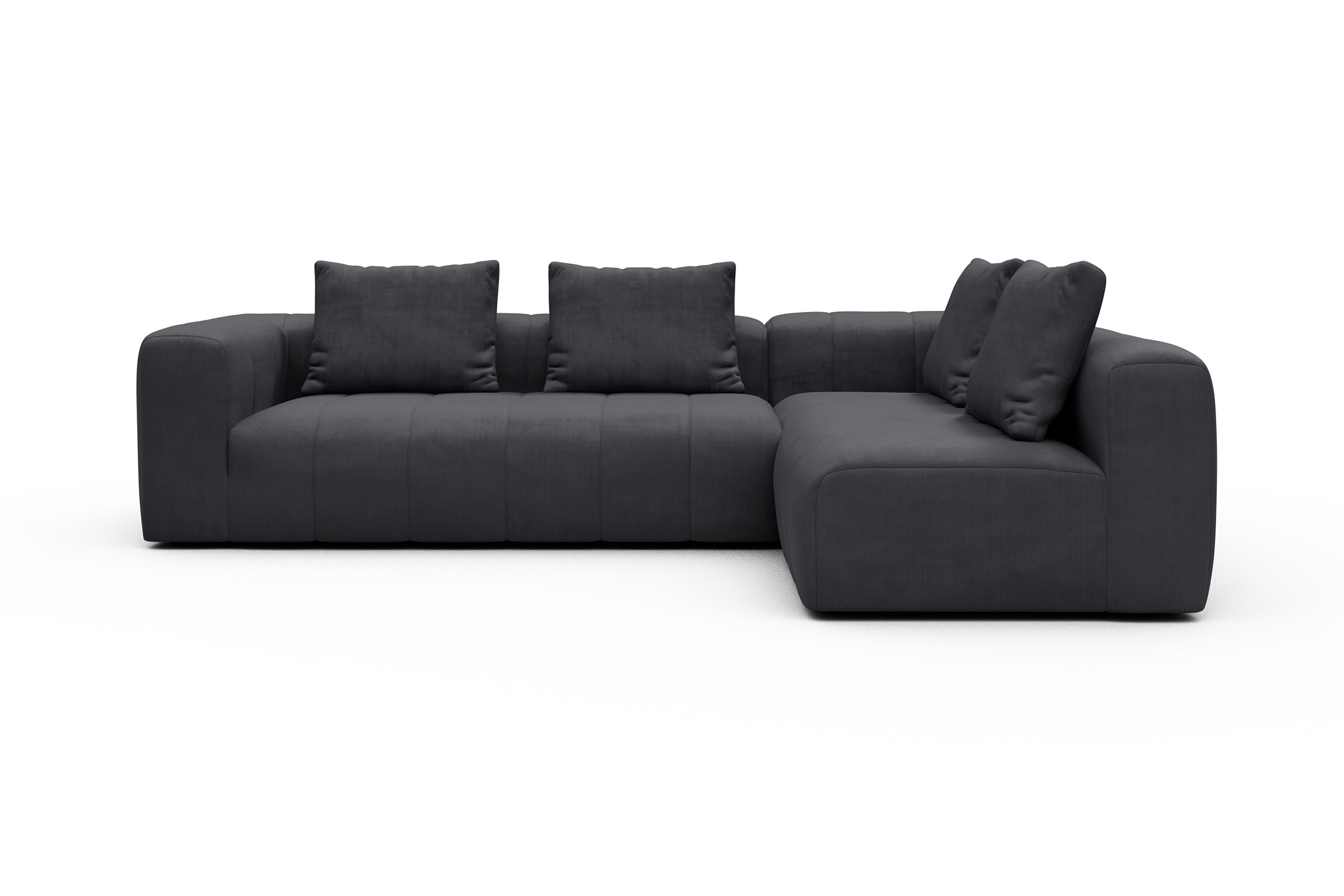 Ecksofa Hugo 2x 2,5-Sitzer Armlehne links Cordufine-Slate-Grey