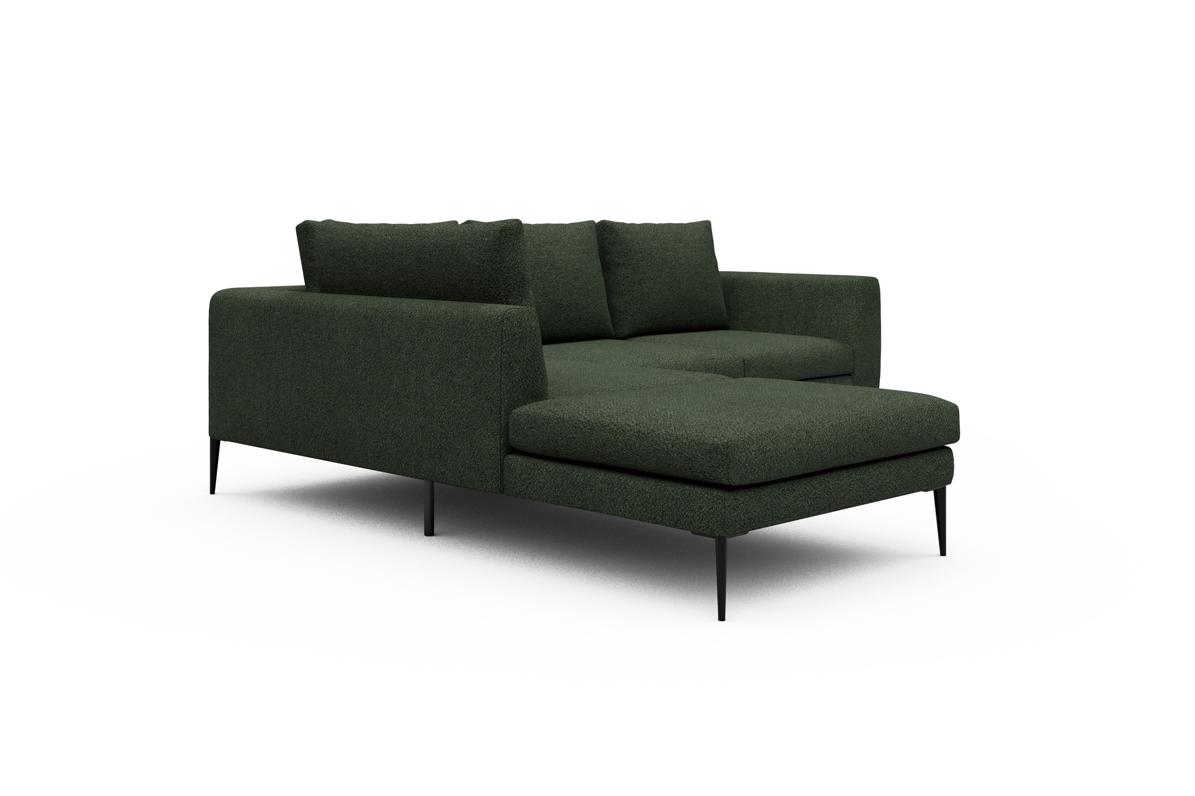 Ecksofa Paul Relax-Ecke links mit 2-Sitzer Vanora-Deep-Green