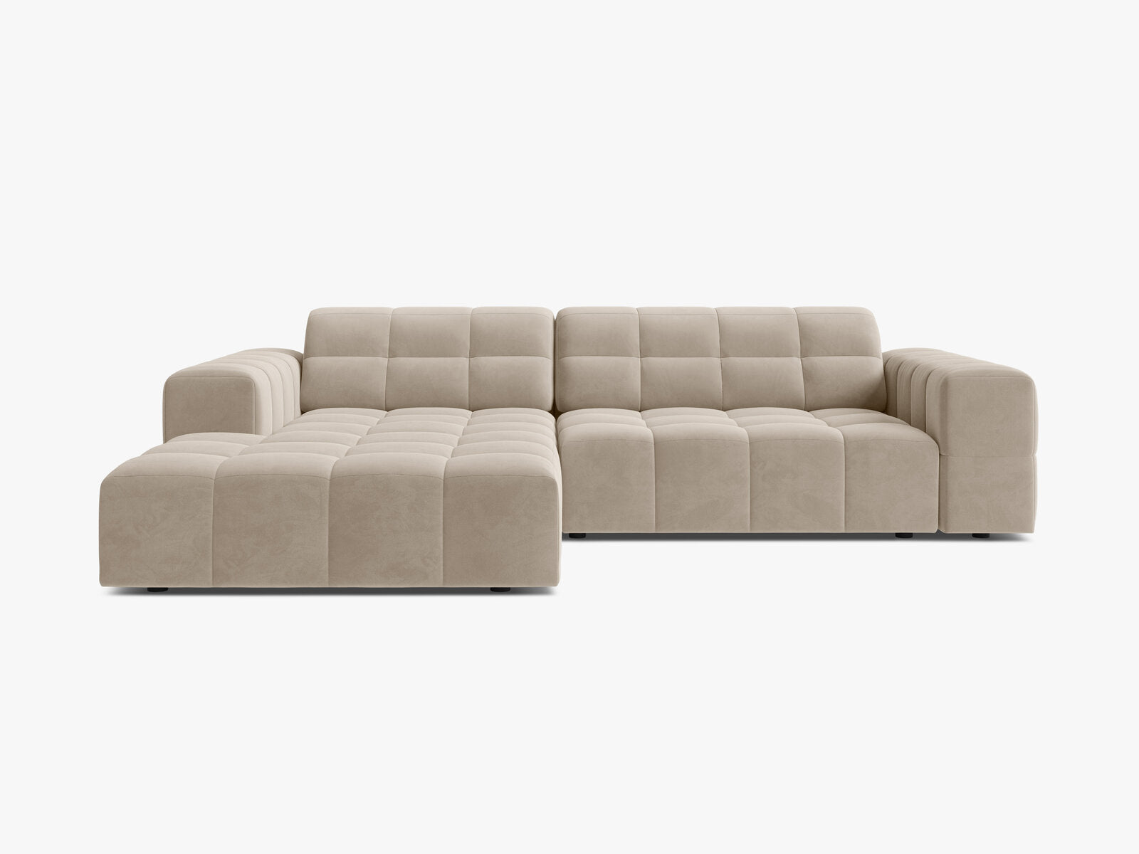Micadoni Jennifer Ecksofa 4-Sitzer Links Samt Bluvel Dunkelbeige