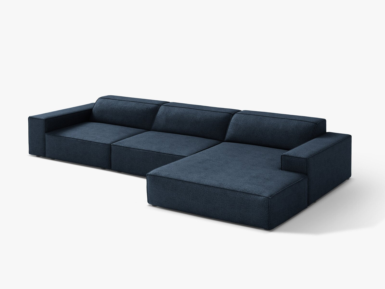 Micadoni Ecksofa Jodie 4-Sitzer Rechts Boucle Baloo Dunkelblau