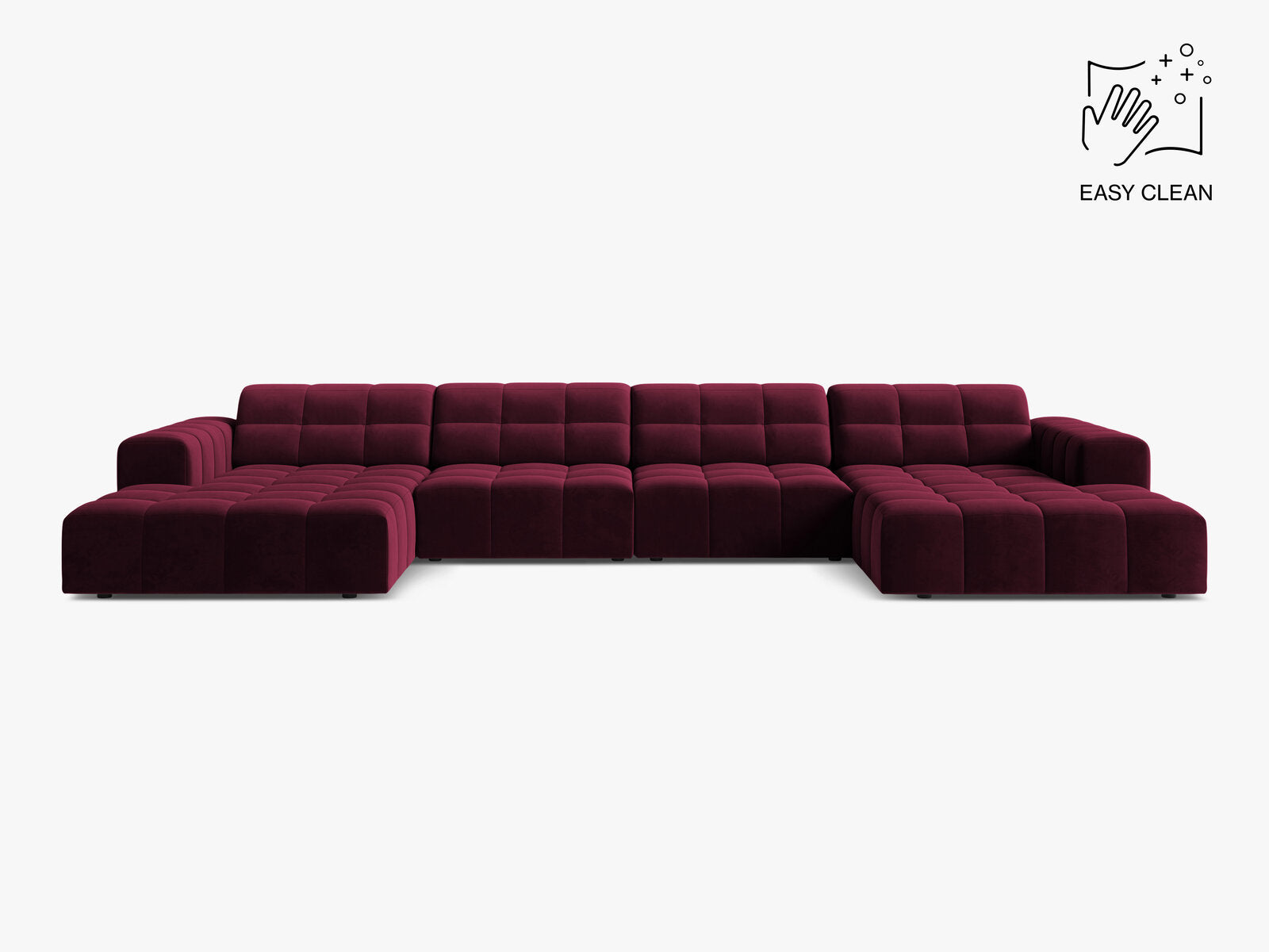 Micadoni Panorama Sofa Jennifer 6-Sitzer Samt Venus Burgunder