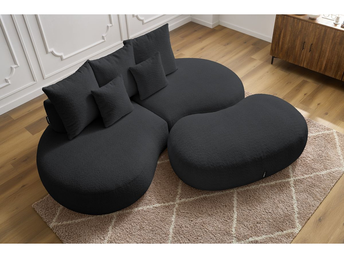 Bobochic Saint-germain Sofa 5-Sitzer mit Pouf Bouclé-Stoff Dunkelgrau