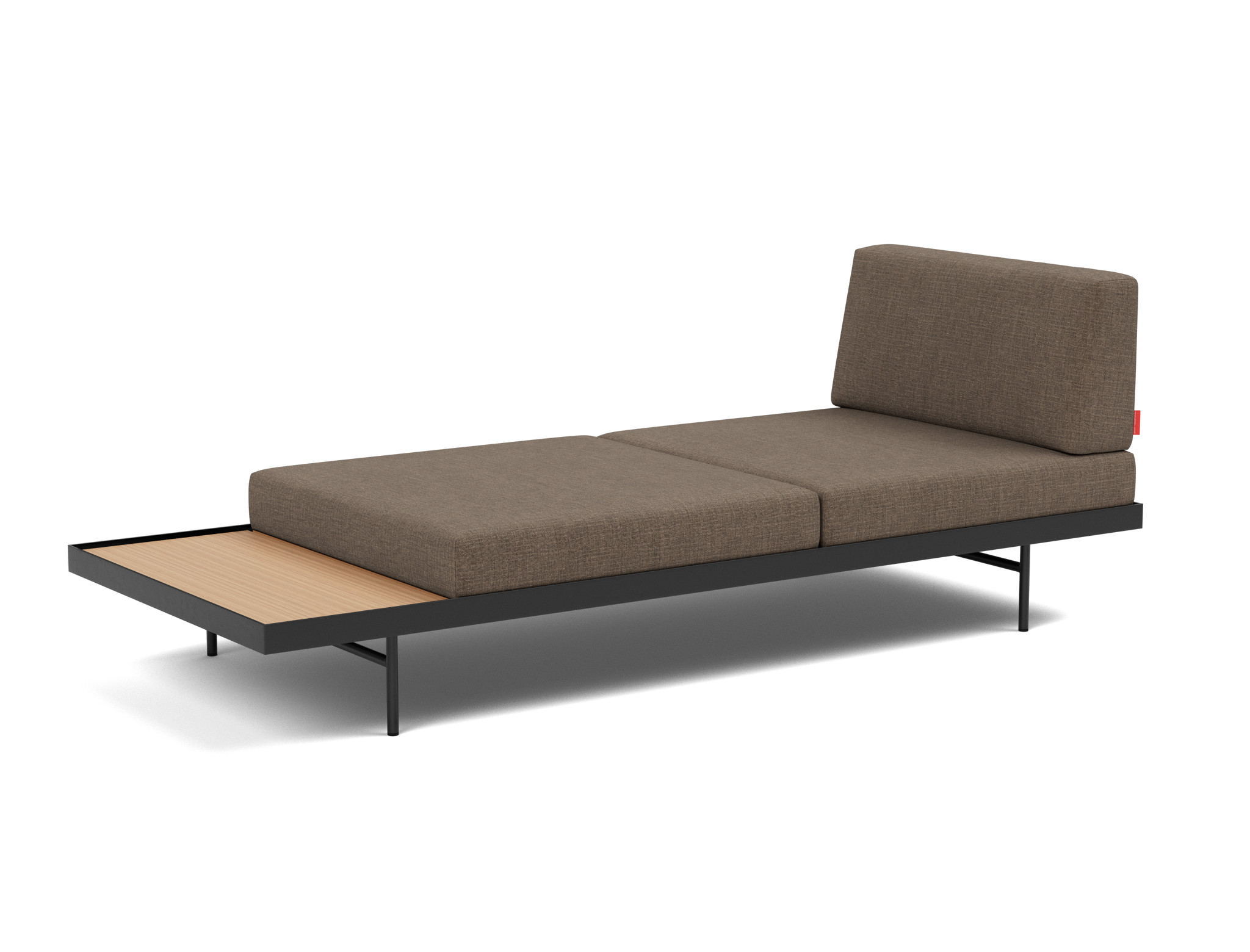 Tagesbett Puri Chenille Esina 411-Cedar-Brown Beine mit Eichentisch