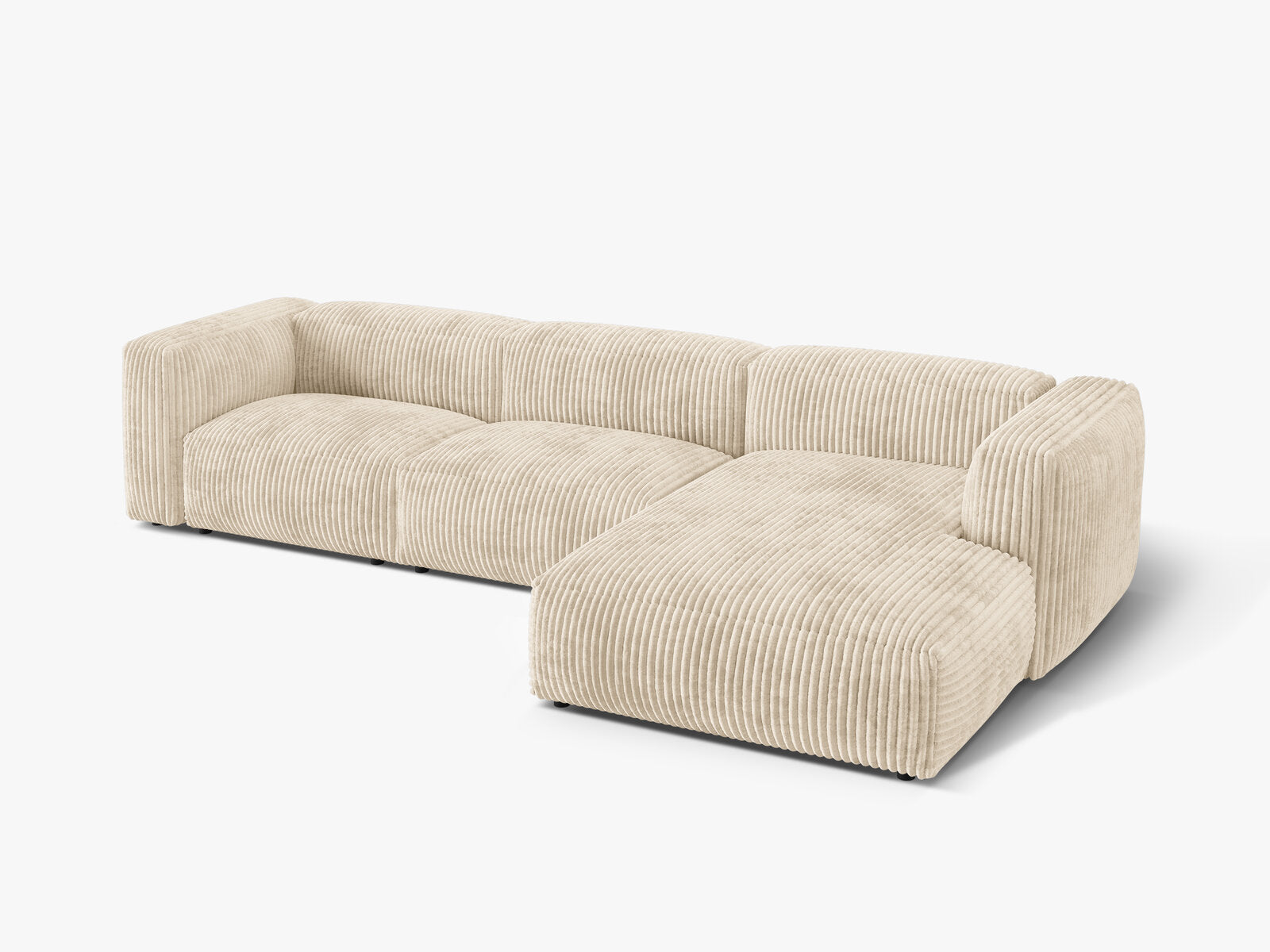 Micadoni Ecksofa Martina 3-Sitzer Rechts Kord Tilia Helles Beige