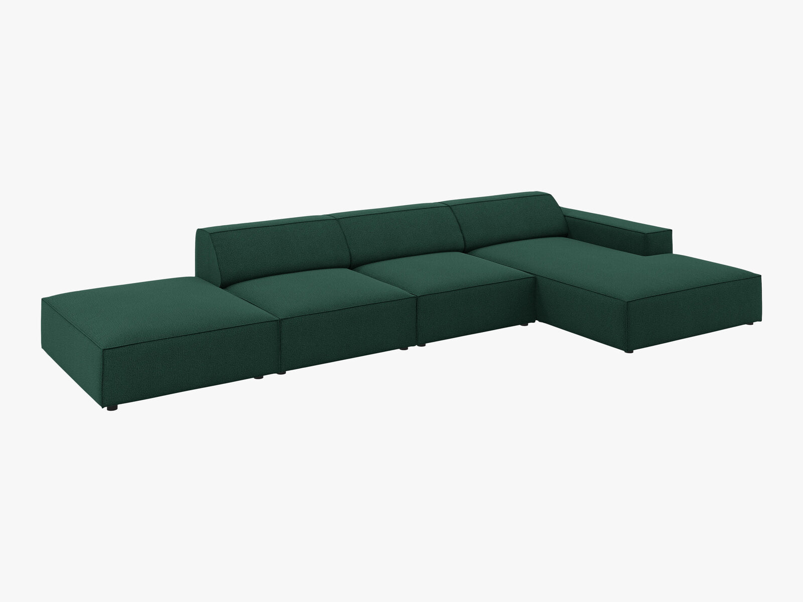 Micadoni Ecksofa Jodie 5-Sitzer Rechts Strukturierter Stoff Megan Grün
